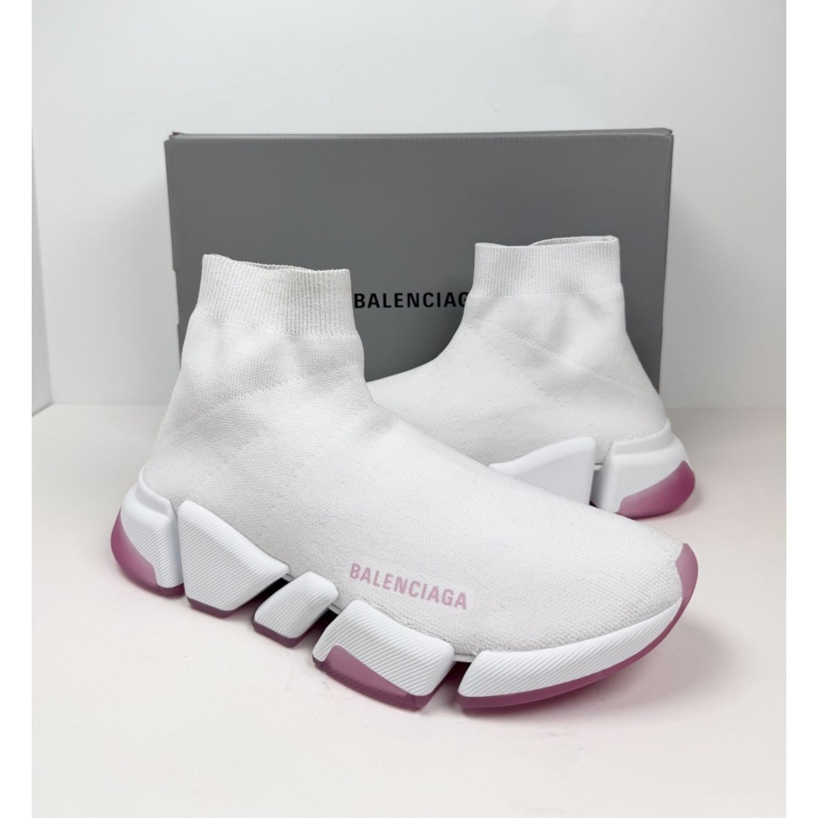 Balenciaga Size 40EU/10W - Balenciaga White/Pink Speed NEW Size US 10 / IT 40 - 2 Thumbnail