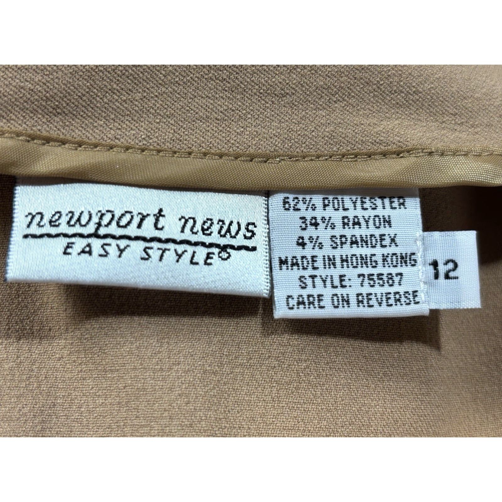 Vintage VINTAGE Newport News Skirt Midi Women 12 Beige Solid Zip Trumpet Belt Loops Size 34" / US 12 / IT 48 - 6 Thumbnail