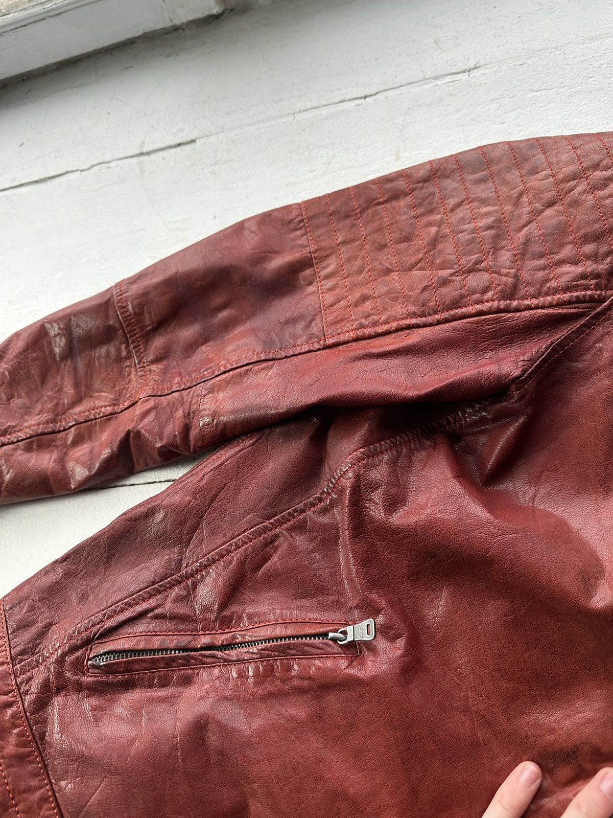 Gypsy 🚨VNTG LEATHER JACKET AVANT GARDE ASYMMETRICAL BROWN MOTO Size US XL / EU 56 / 4 - 7 Thumbnail
