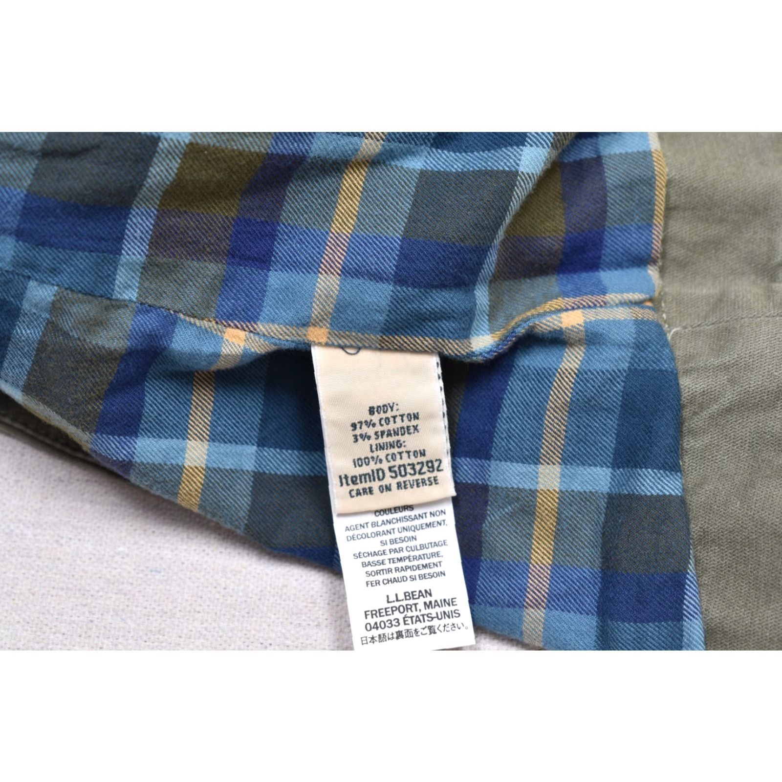 Vintage L.L. Bean Jacket Women 1X Olive Green Plaid Lined Cotton Blend Utility Womens Size XL / US 12-14 / IT 48-50 - 7 Thumbnail