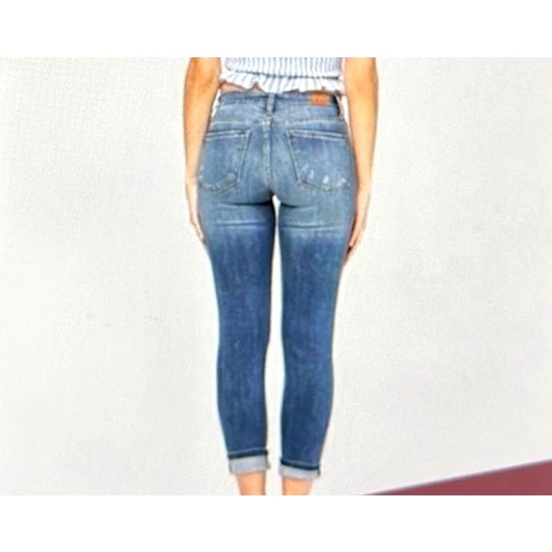 Judy Blue Judy Blue Adelene Mid Rise Cuffed Jeans Dark Blue 29 Size 29" - 5 Thumbnail