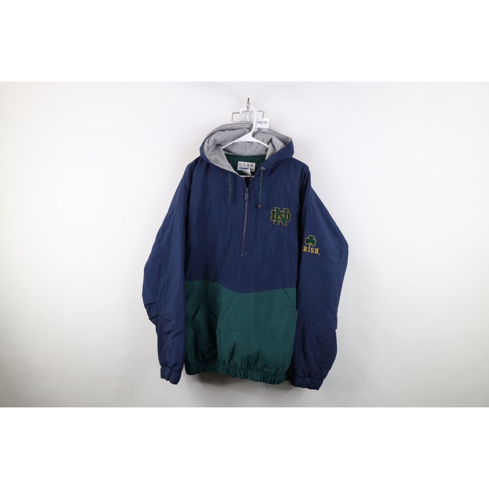 Vintage Vintage 90s Notre Dame University Half Zip Hooded Jacket Size US L / EU 52-54 / 3 - 1 Thumbnail