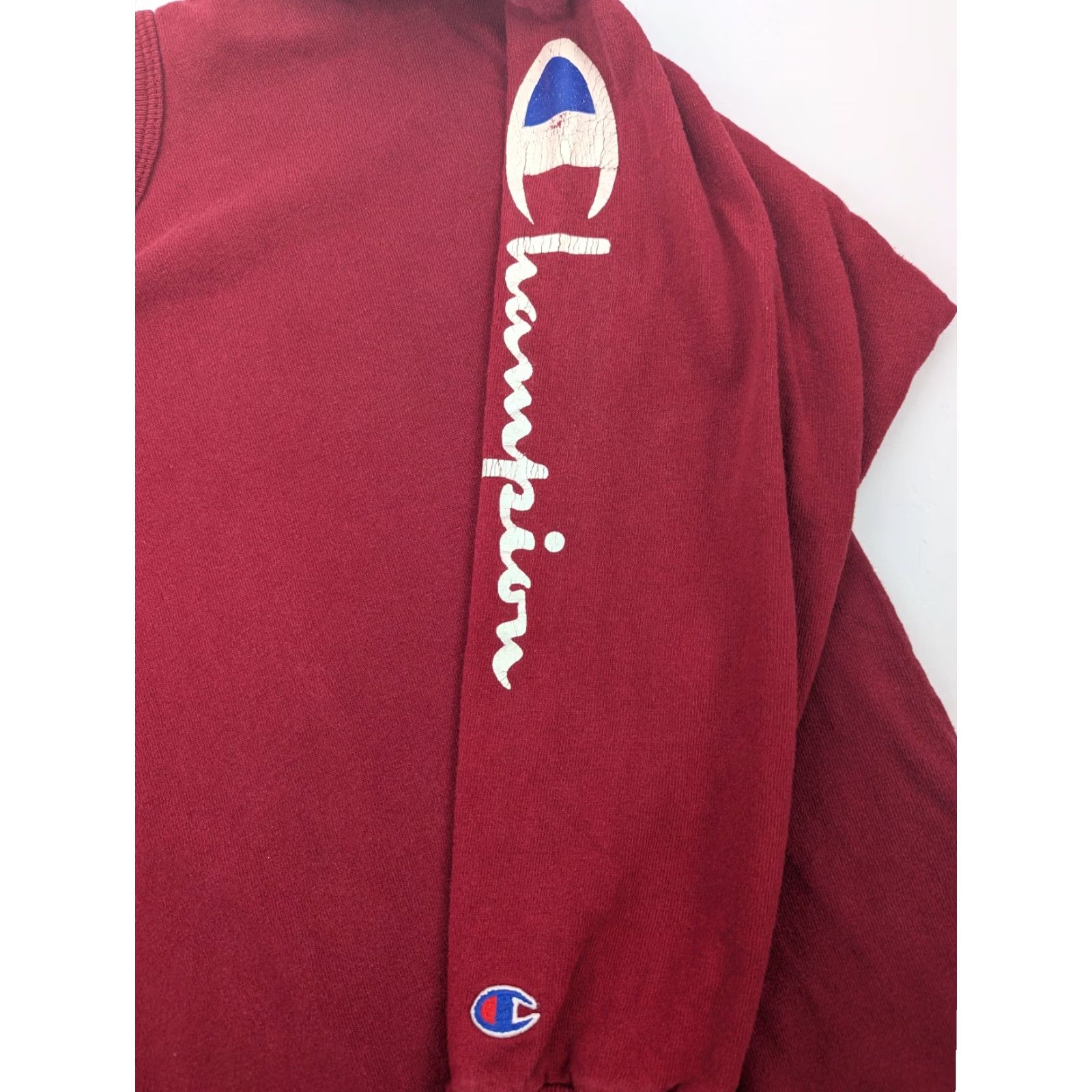 Champion VINTAGE Champion Red Spell Out Arm Long Sleeve Shirt XL Mens 90s Embroidered Knit Cotton Turtleneck Size US XL / EU 56 / 4 - 3 Thumbnail