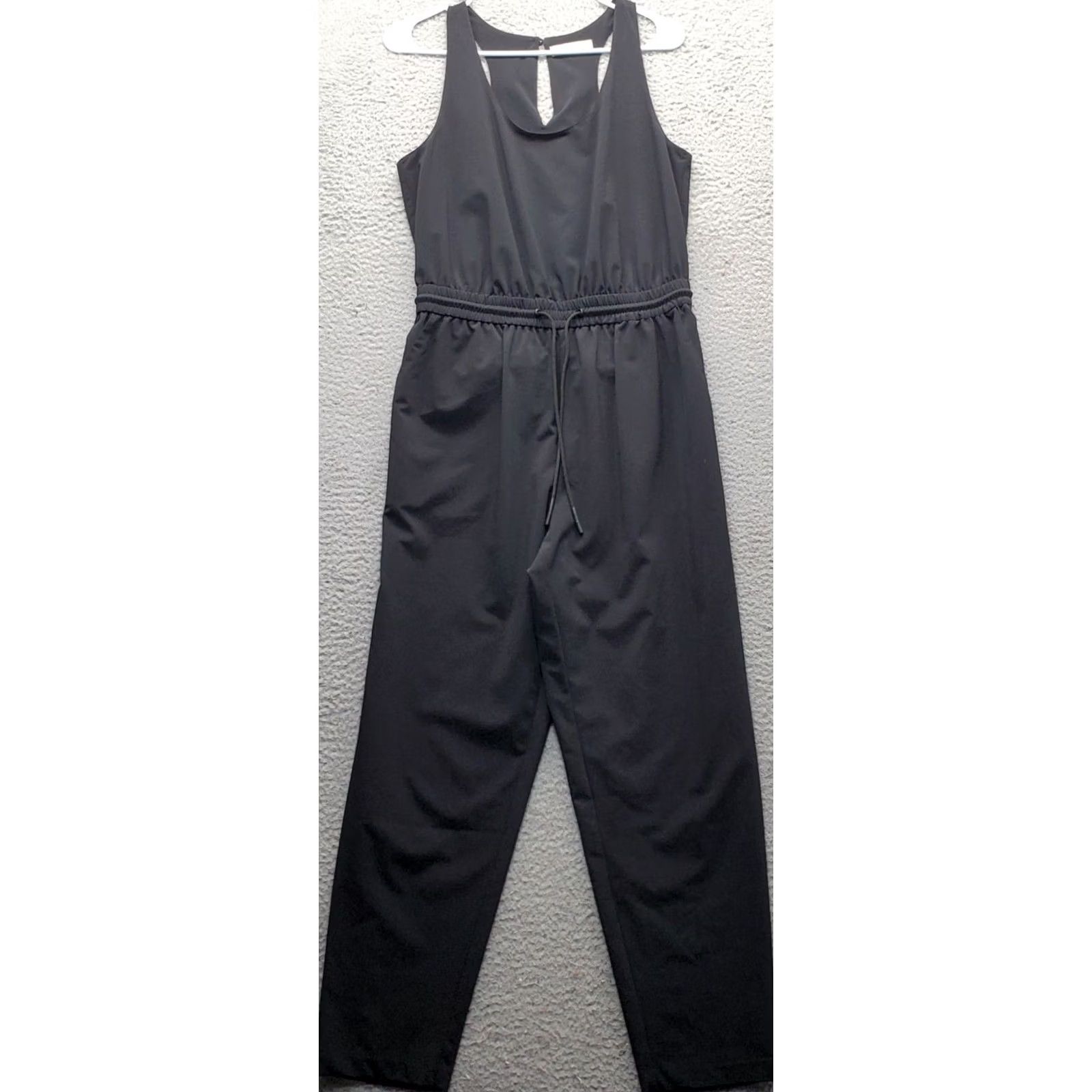 Vintage BR Standard Jumpsuit Womens Small Black One-Piece Sleeveless Drawstring Waist Size 28" / US 6 / IT 42 - 2 Thumbnail
