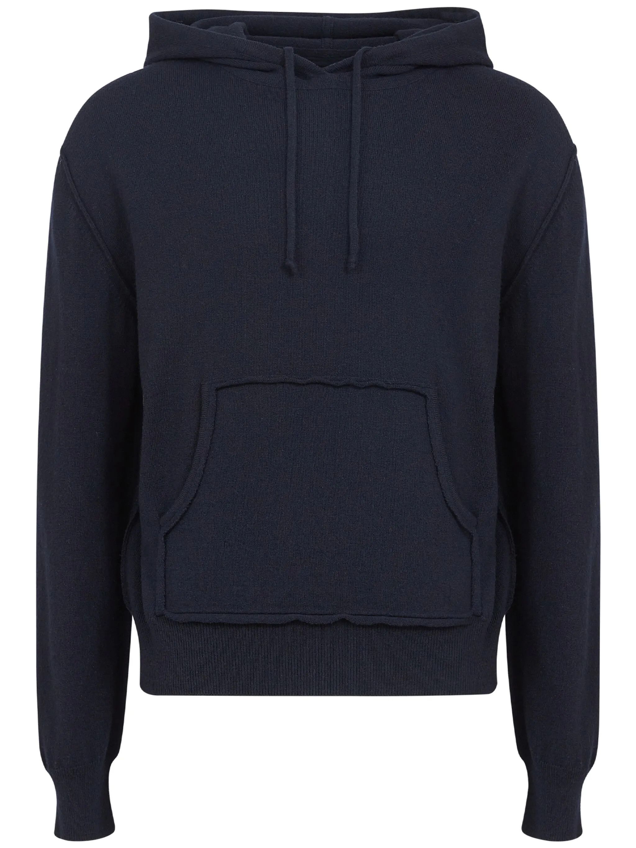 Maison Margiela o1w1db11225 Pouch Pocket Kntited Hoodie in Navy Blue Size US M / EU 48-50 / 2 - 1 Thumbnail