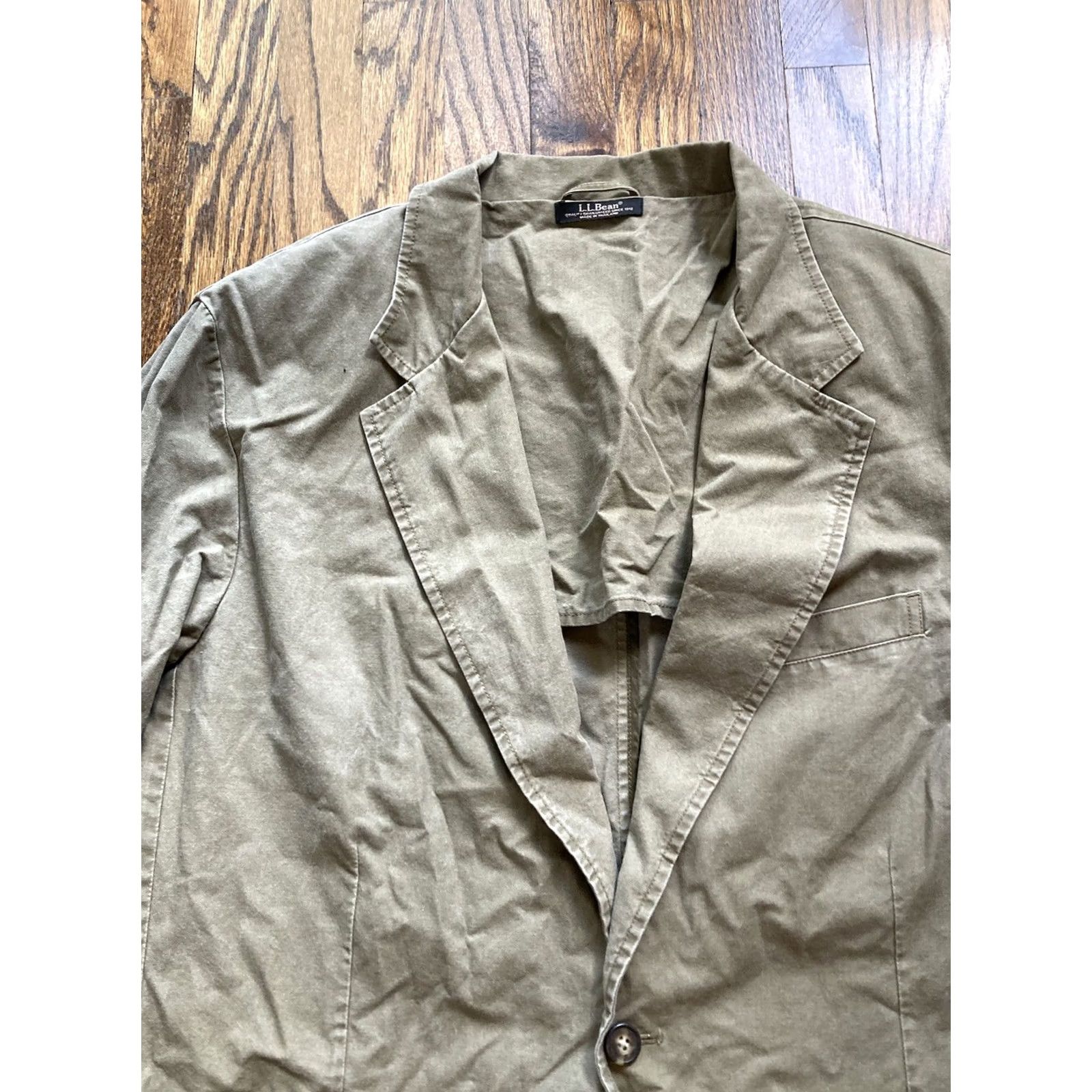 Vintage VINTAGE LL Bean Jacket Mens Size 48 Tall Safari Field Blazer Green Sport Coat Cotton Size 48R - 4 Thumbnail