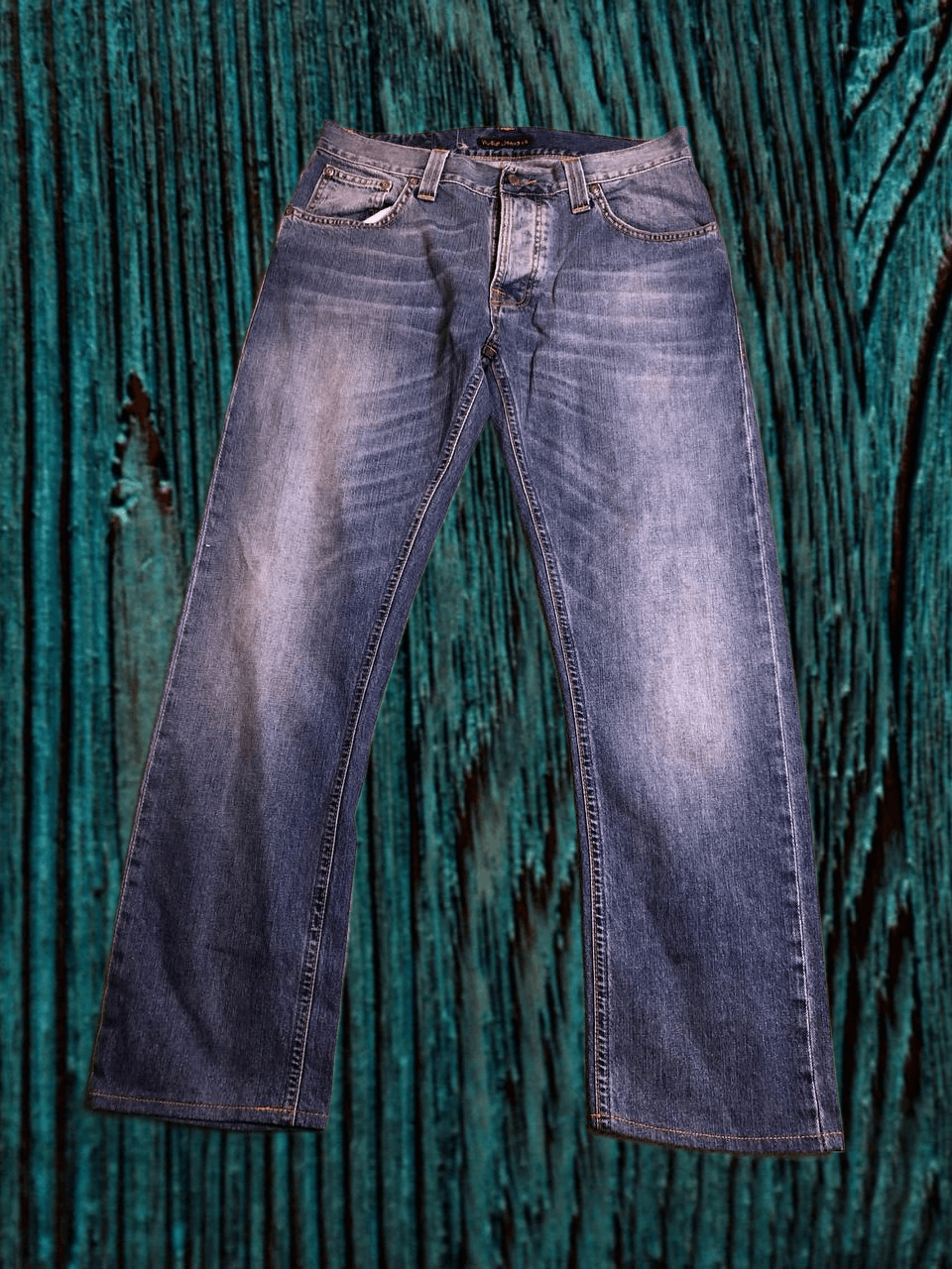 Nudie Jeans Mens Nudie Stretch Straight Blue Jeans streetwear Size US 31 - 1 Thumbnail