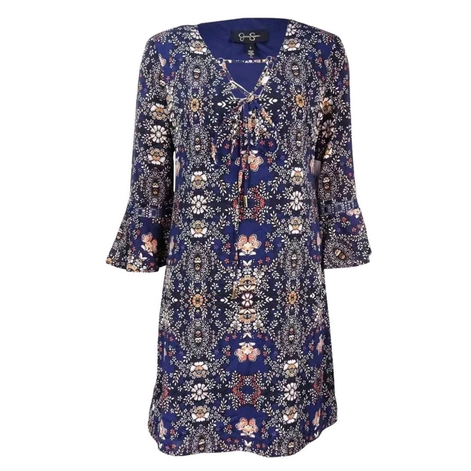 Jessica Simpson Jessica Simpson Dress XS 2-4 Floral Shift 3/4 Bell Sleeve Size XS / US 0-2 / IT 36-38 - 11 Thumbnail