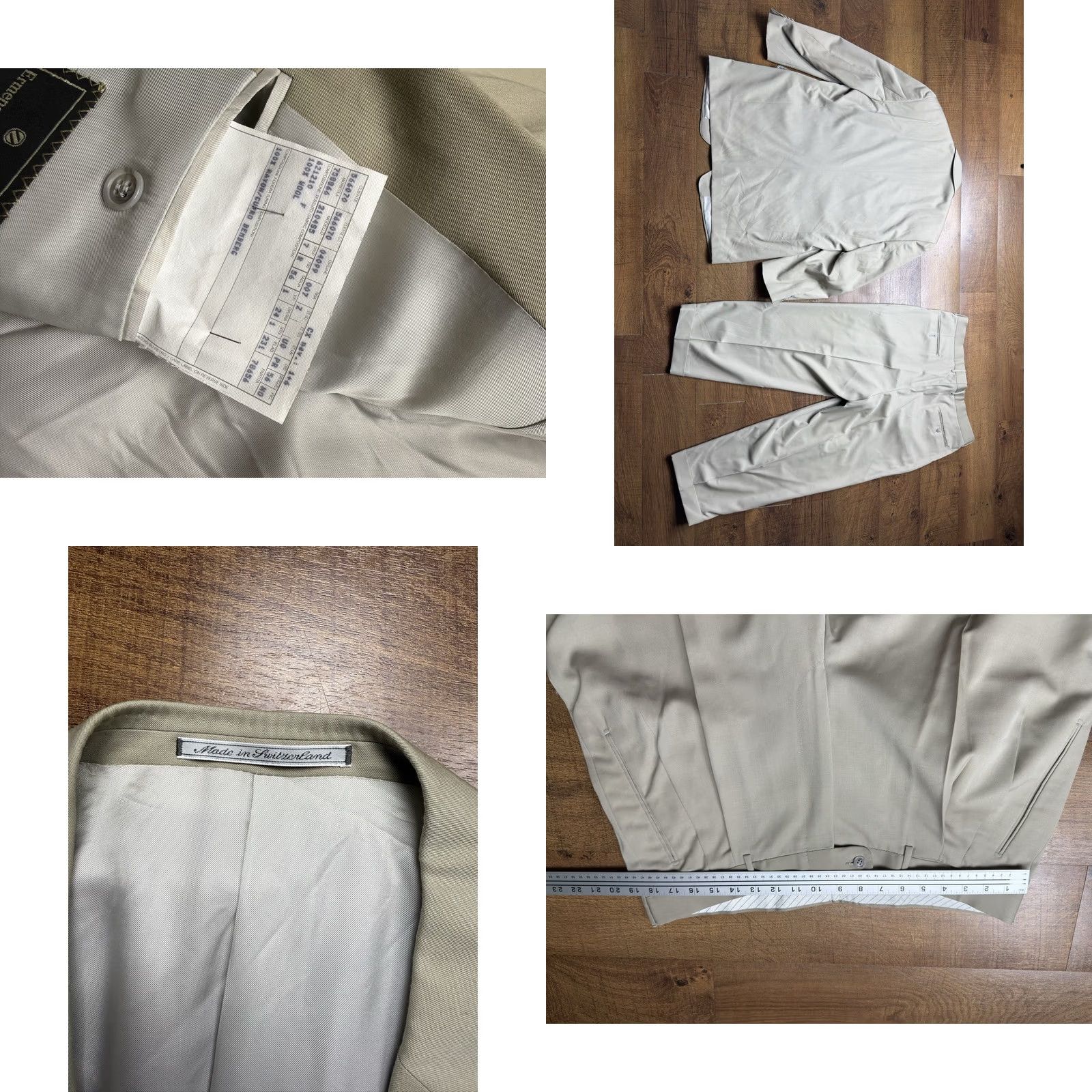 Ermenegildo Zegna Ermenegildo Zegna Suit Mens 46 Beige SARTORIAL 2pc Wool Men 46R 37X27 Switzerland Size 46R - 9 Thumbnail