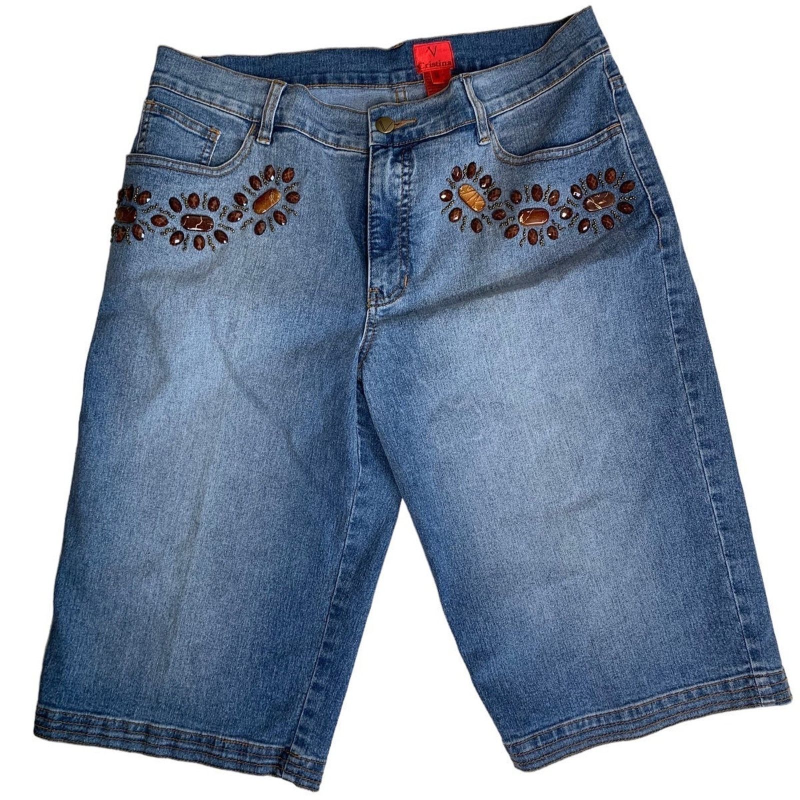 Other V. Cristina Capri Jeans Women’s Sz 14 Capri Gem Stones NEW Size 36" / US 14 / IT 50 - 1 Thumbnail