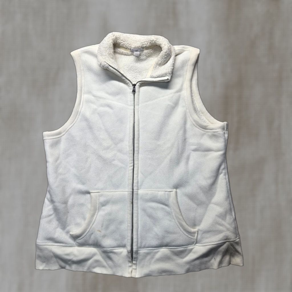 Old Navy Old Navy Vest Shirt Adult XL White Fleece Full Zip Solid Clothing Womens 90s? Size XL / US 12-14 / IT 48-50 - 1 Thumbnail