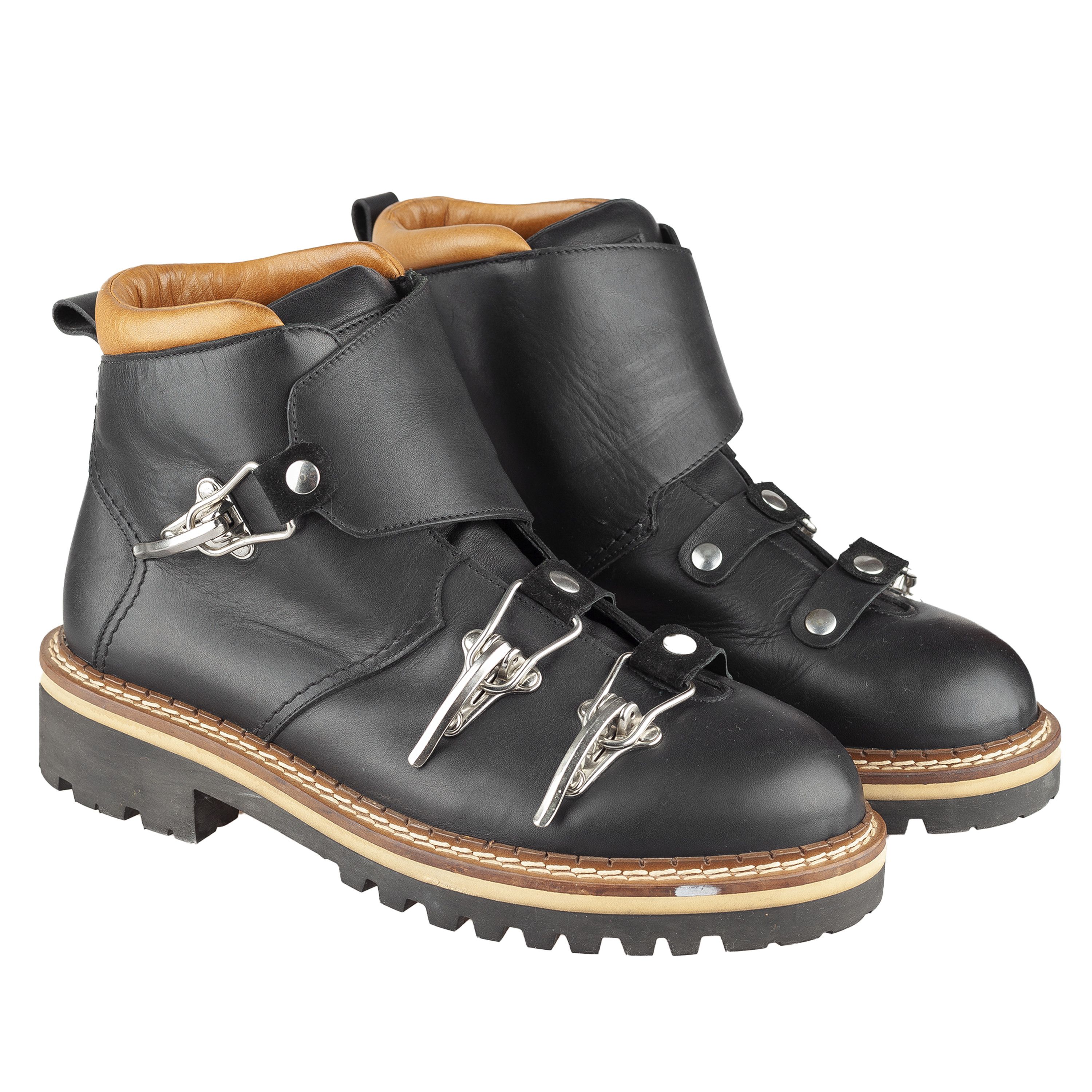 Moschino Moschino Black Leather Ski Buckle Boots (43 IT / 44 EU) Size US 11 / EU 44 - 1 Thumbnail