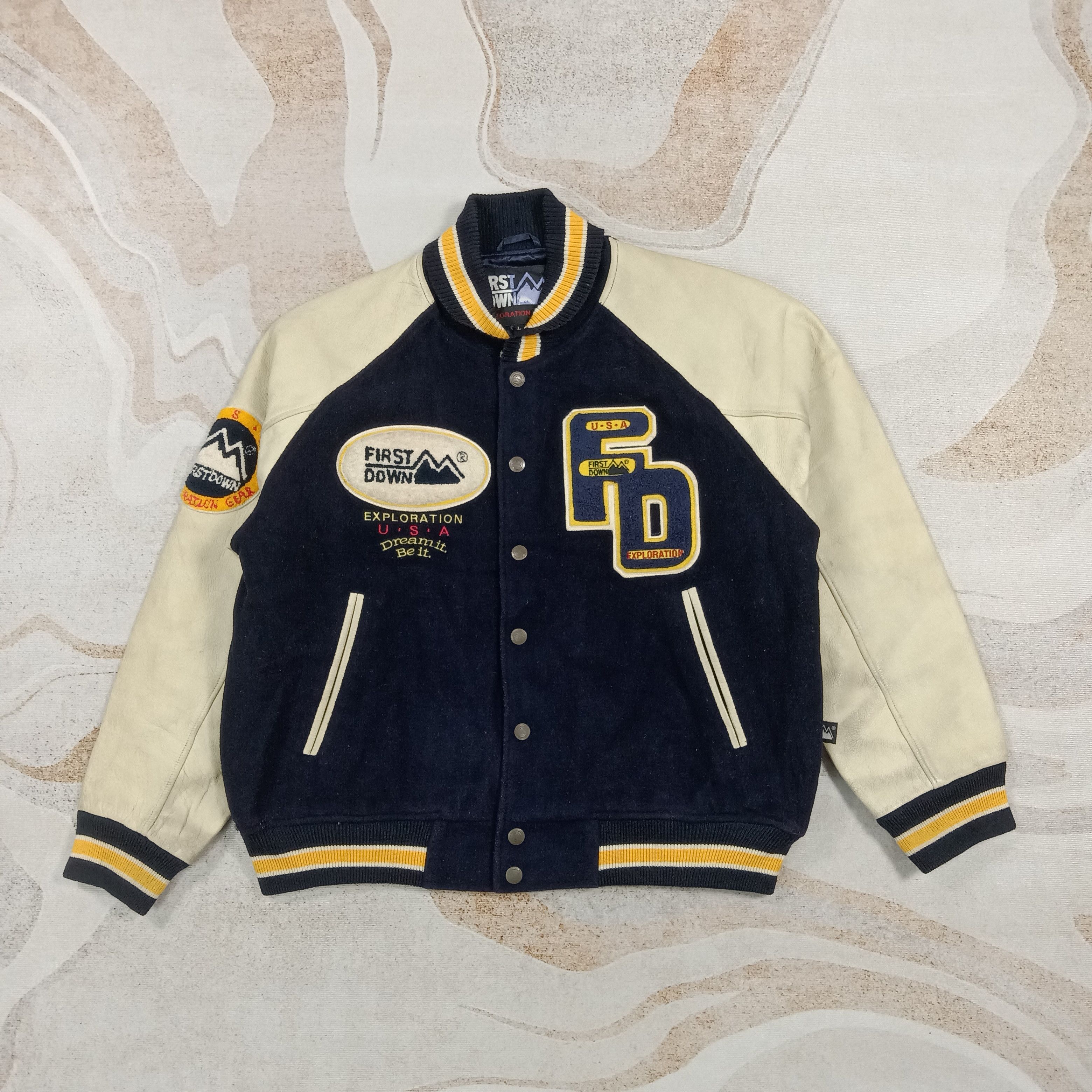 Vintage First Down Exploration American Varsity Jacket C91N34 Size US L / EU 52-54 / 3 - 3 Thumbnail