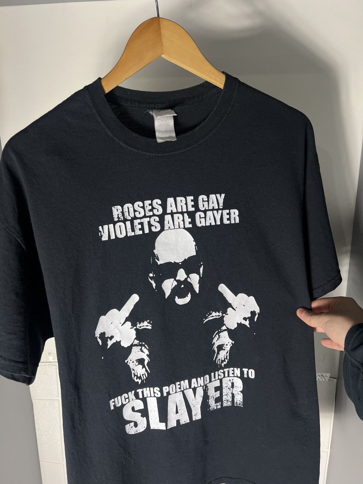 Band Tees VINTAGE SLAYER HUMOR ROCK T-SHIRT METAL PUNK RETRO Y2K 90s Size US L / EU 52-54 / 3 - 7 Thumbnail