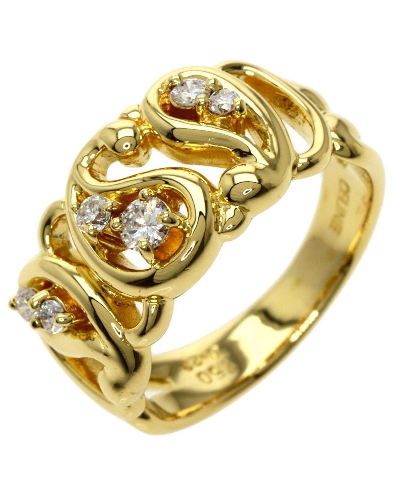 image of 18K Yellow Gold Diamond Band Ring By Celine, Women's