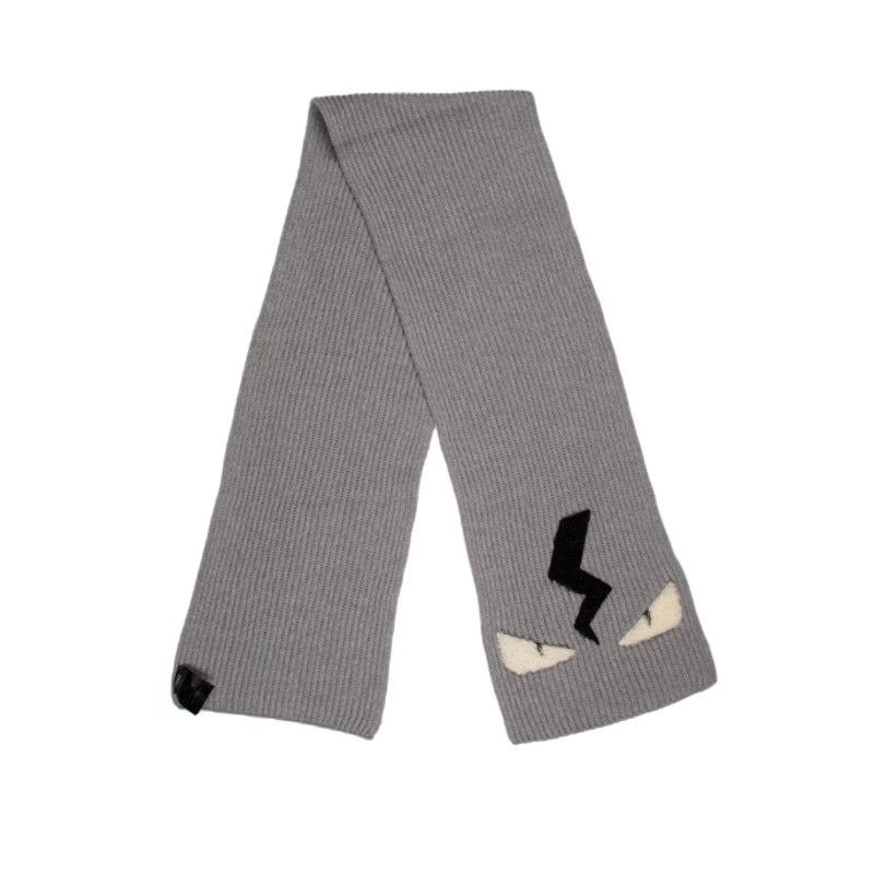 Fendi 🔴FENDI Eye Monster Wool Scarf - Grey Size ONE SIZE - 1 Thumbnail