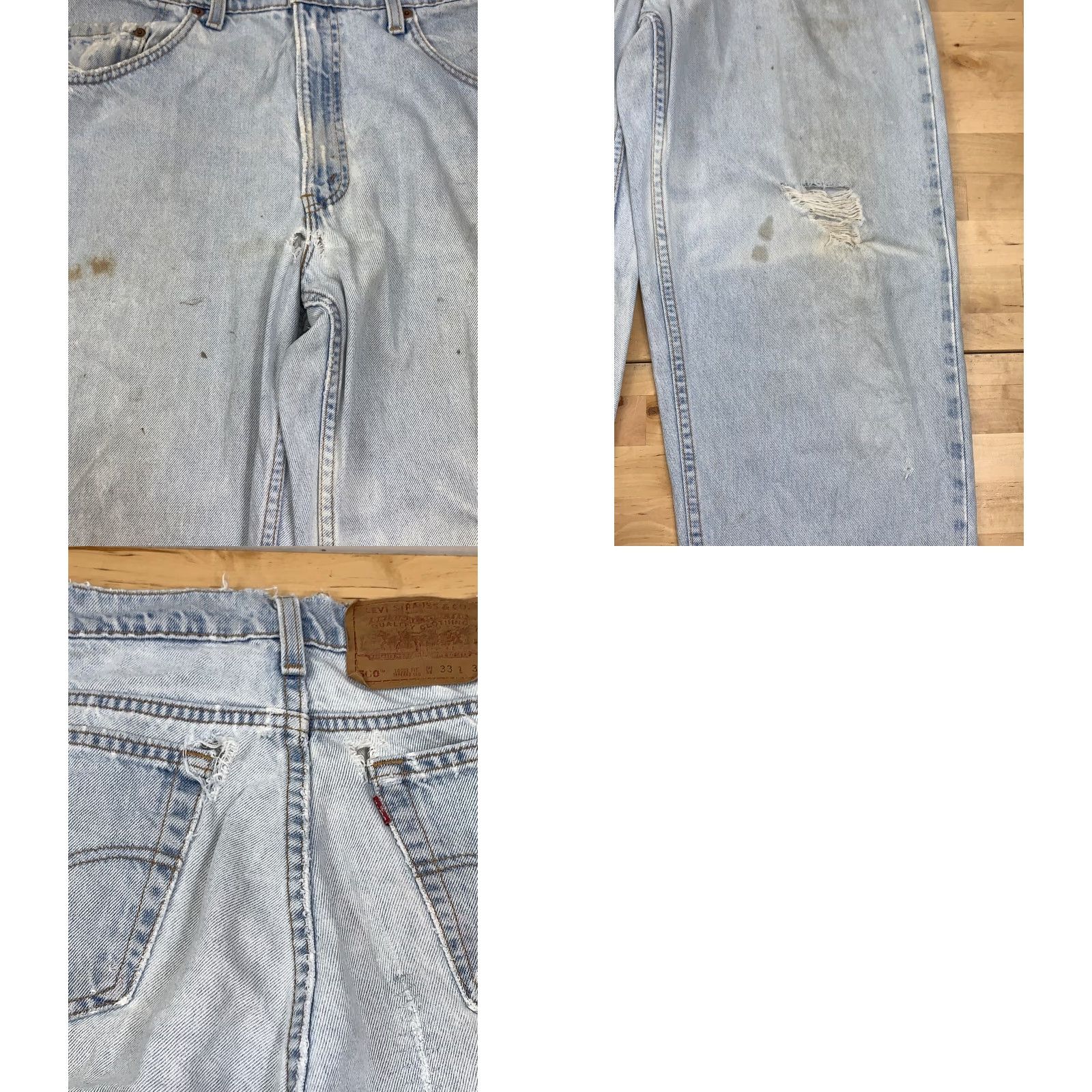 Levi's Mens Levi's 560 Jeans Denim Blue Light Wash Comfort 33x32 Regular Inseam 32 Distress 4698 Size US 33 - 8 Thumbnail