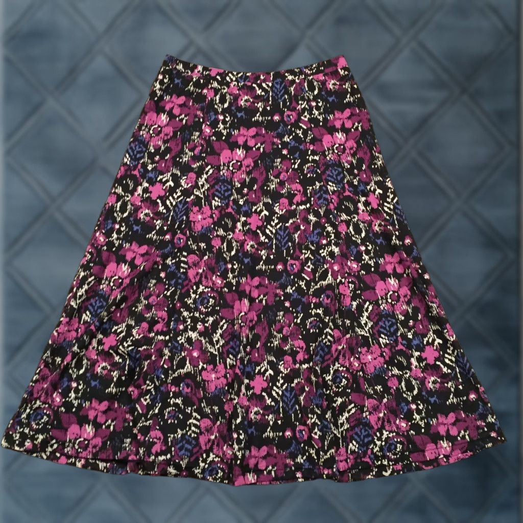 Vintage Sag Harbor Skirt Purple Floral Maxi Long Lined Pull On S Women Size 28" / US 6 / IT 42 - 1 Thumbnail