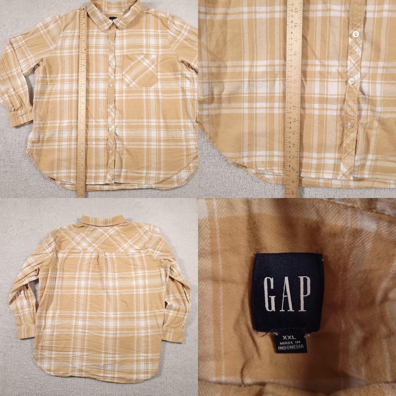 Gap Gap Flannel Button Up Shirt Women's XXL Yellow Plaid Collared Pocket Casual Blouse Shirt Men/Women? Size XXL / US 16-18 / IT 52-54 - 8 Thumbnail