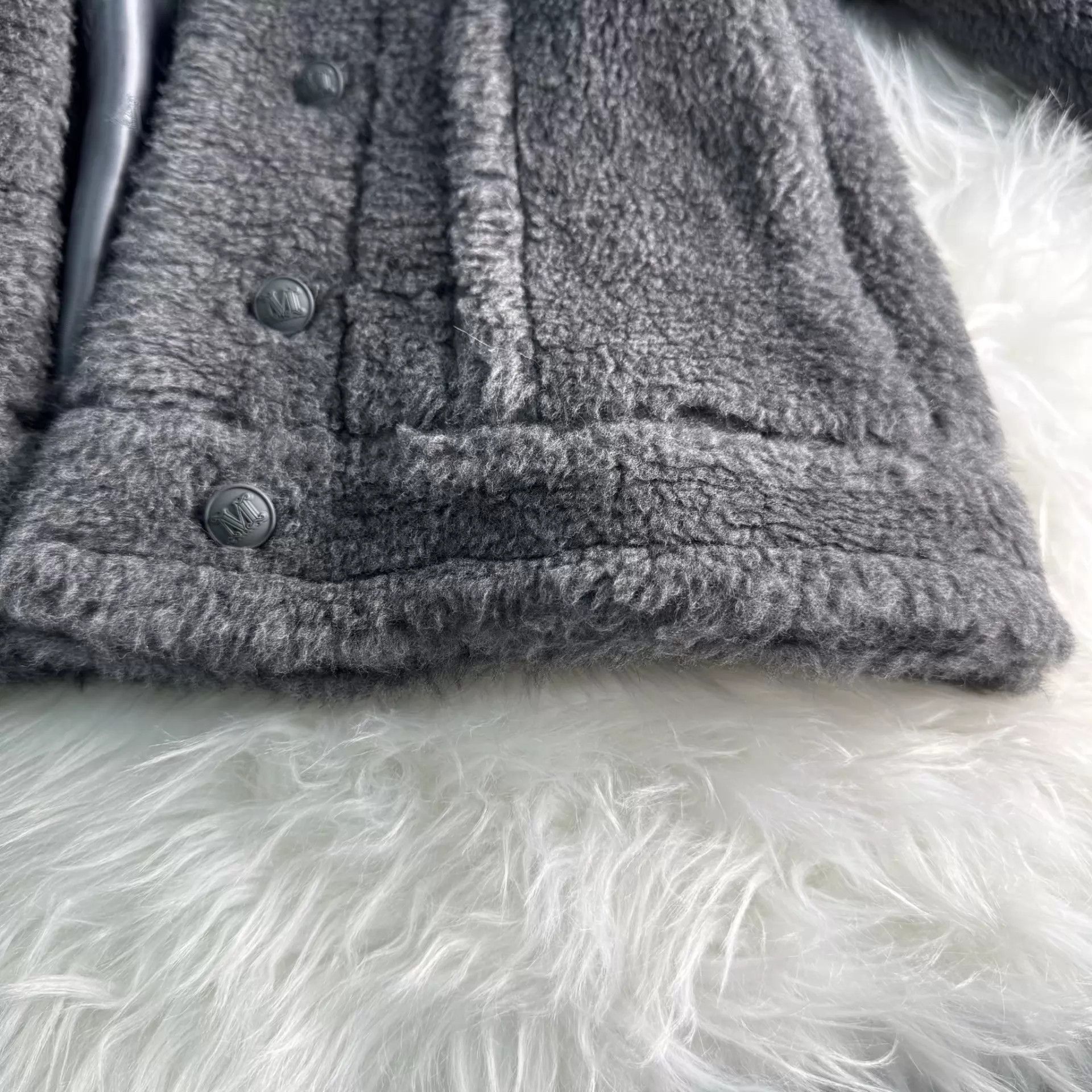 Max Mara MAXMARA Wool Teddy Coat Gray 155 Size XS / US 0-2 / IT 36-38 - 4 Thumbnail