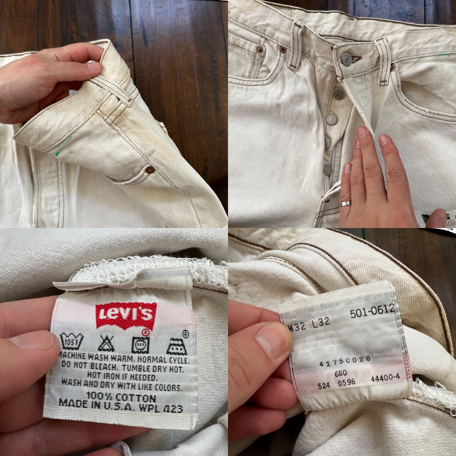 Levi's VTG Levi's 501 Jeans Men Mid Rise Straight 32x32 Denim White Button Fly USA 90s 501 Series Size US 32 / EU 48 - 8 Thumbnail