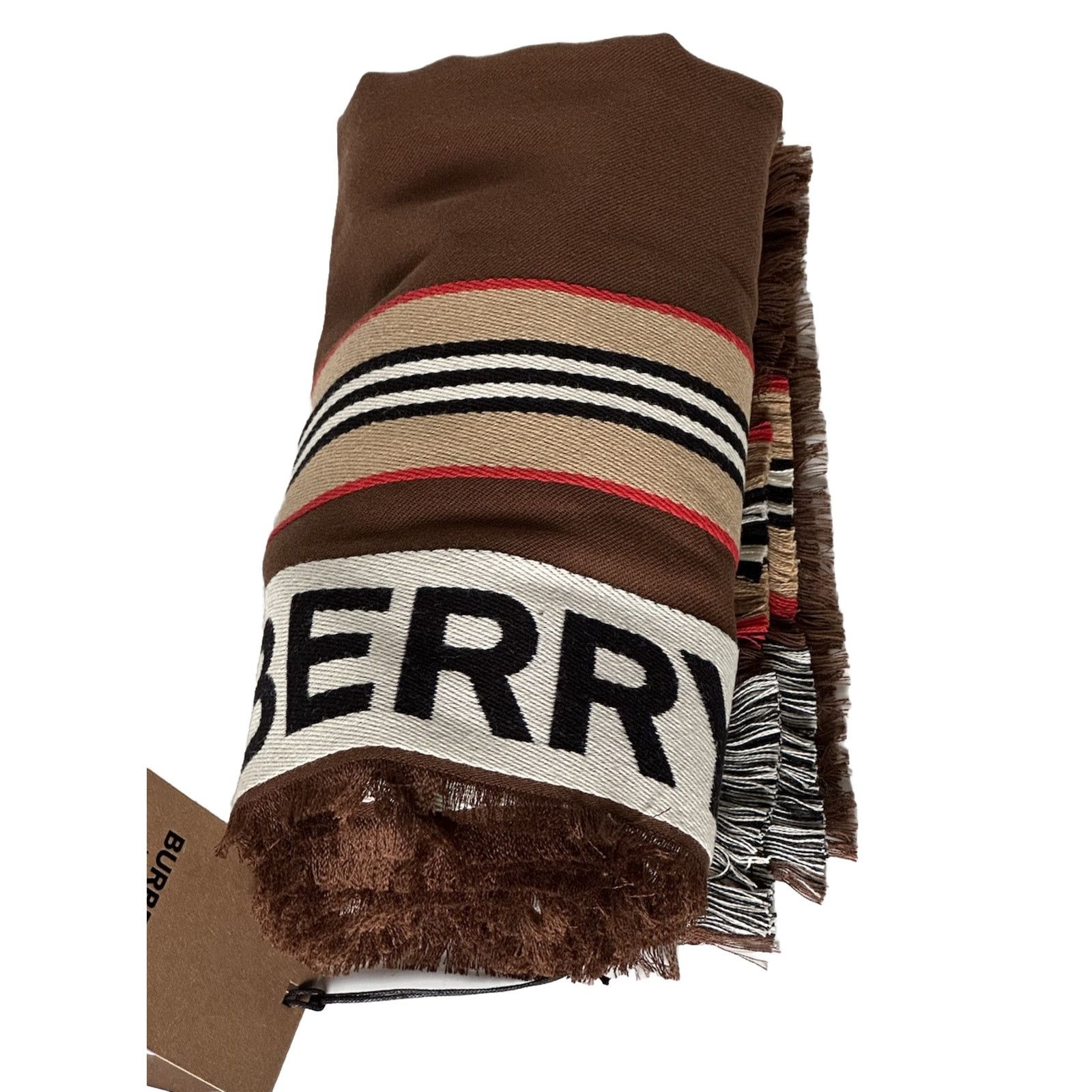 Burberry NWT $470 Burberry Cotton Scarf Brown 185 cm x 100 cm 806732 Size ONE SIZE - 5 Thumbnail
