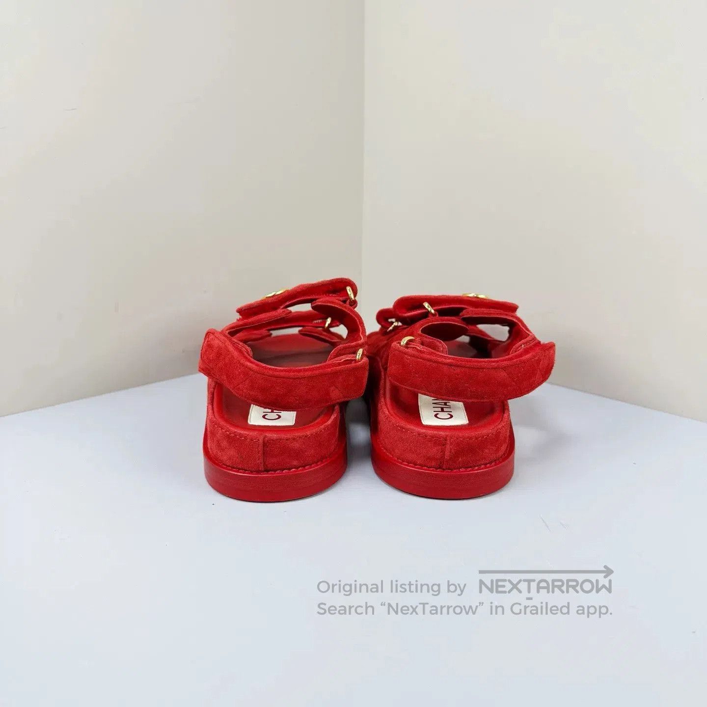 Chanel Chanel Red Coin Velcro Sandals. Size US 7 / IT 37 - 3 Thumbnail