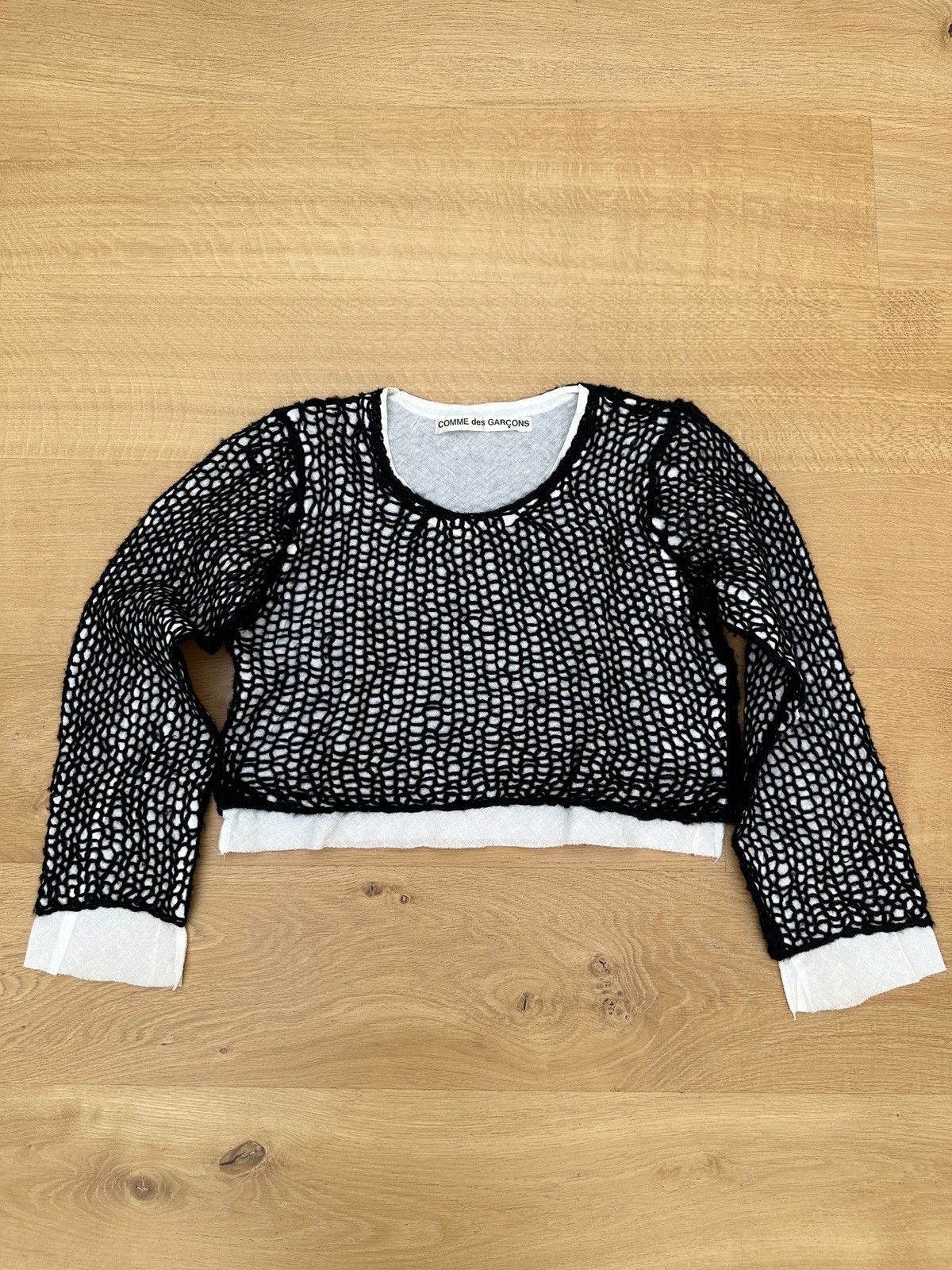 image of Comme Des Garcons Comme Des Garçons Fw 1993 Cropped Mesh Sweater in Black, Men's (Size XS)