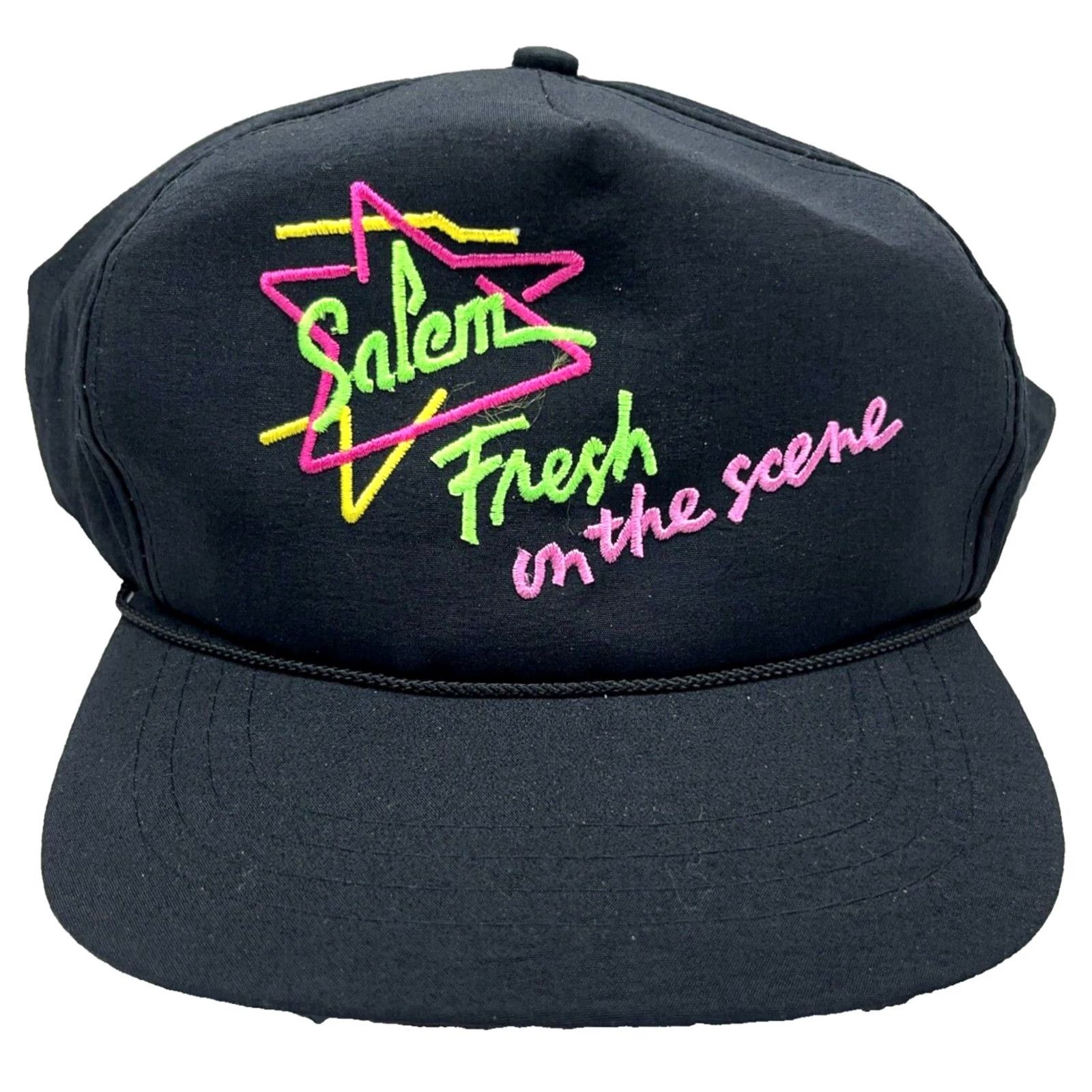Vintage VINTAGE Sportsman Hat Cap Snapback Cigarette 90s Y2K Tobacco Promo Neon Lights Black Nylon Jersey Baseball Casual Workwear Mens Size ONE SIZE - 2 Thumbnail