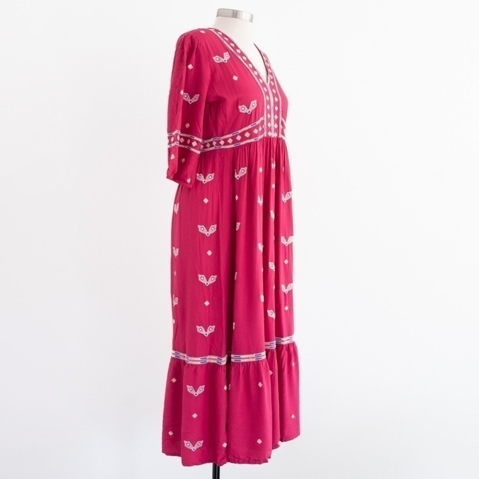 ba&sh ba&sh. Java Embroidered Boho Midi Dress. Size L / US 10 / IT 46 - 15 Thumbnail