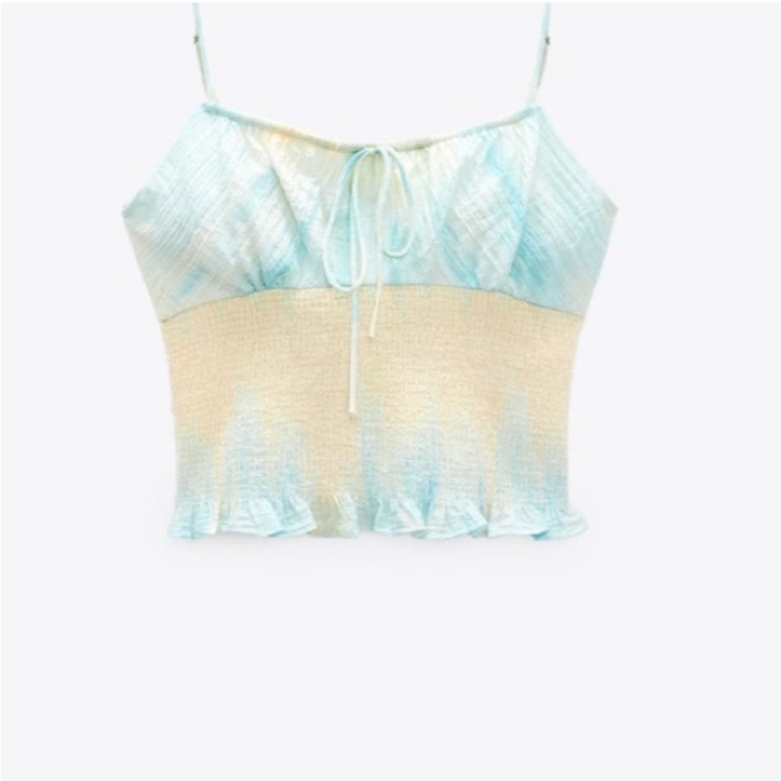 Zara Zara Tie Dye Tank Top Size Medium Tie Front Smocking Cropped Size M / US 6-8 / IT 42-44 - 4 Thumbnail