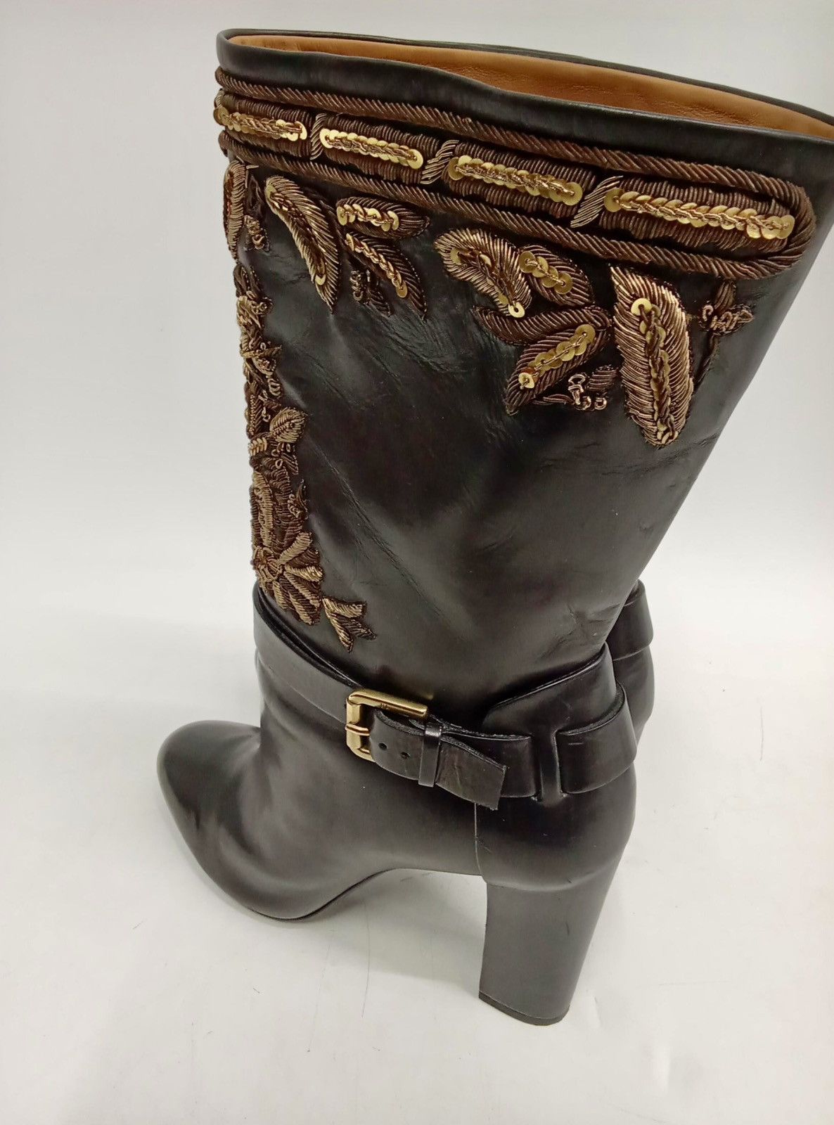 Ralph Lauren Ralph Lauren Purple Label Bullion Embroidery Mid Calf Boots Size US 7.5 / IT 37.5 - 13 Thumbnail