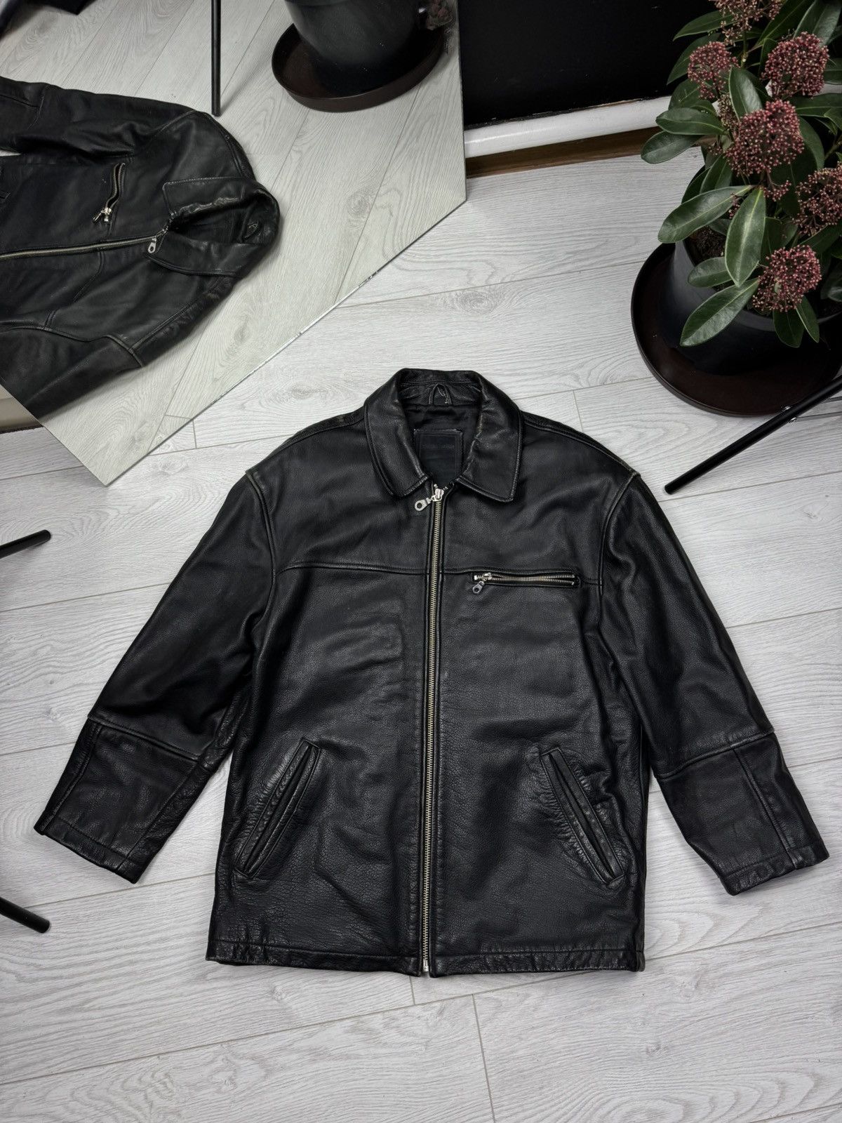 Angelo Litrico × Vintage Vintage 90s Y2K heavy leather coat jacket japan style Size US L / EU 52-54 / 3 - 1 Thumbnail