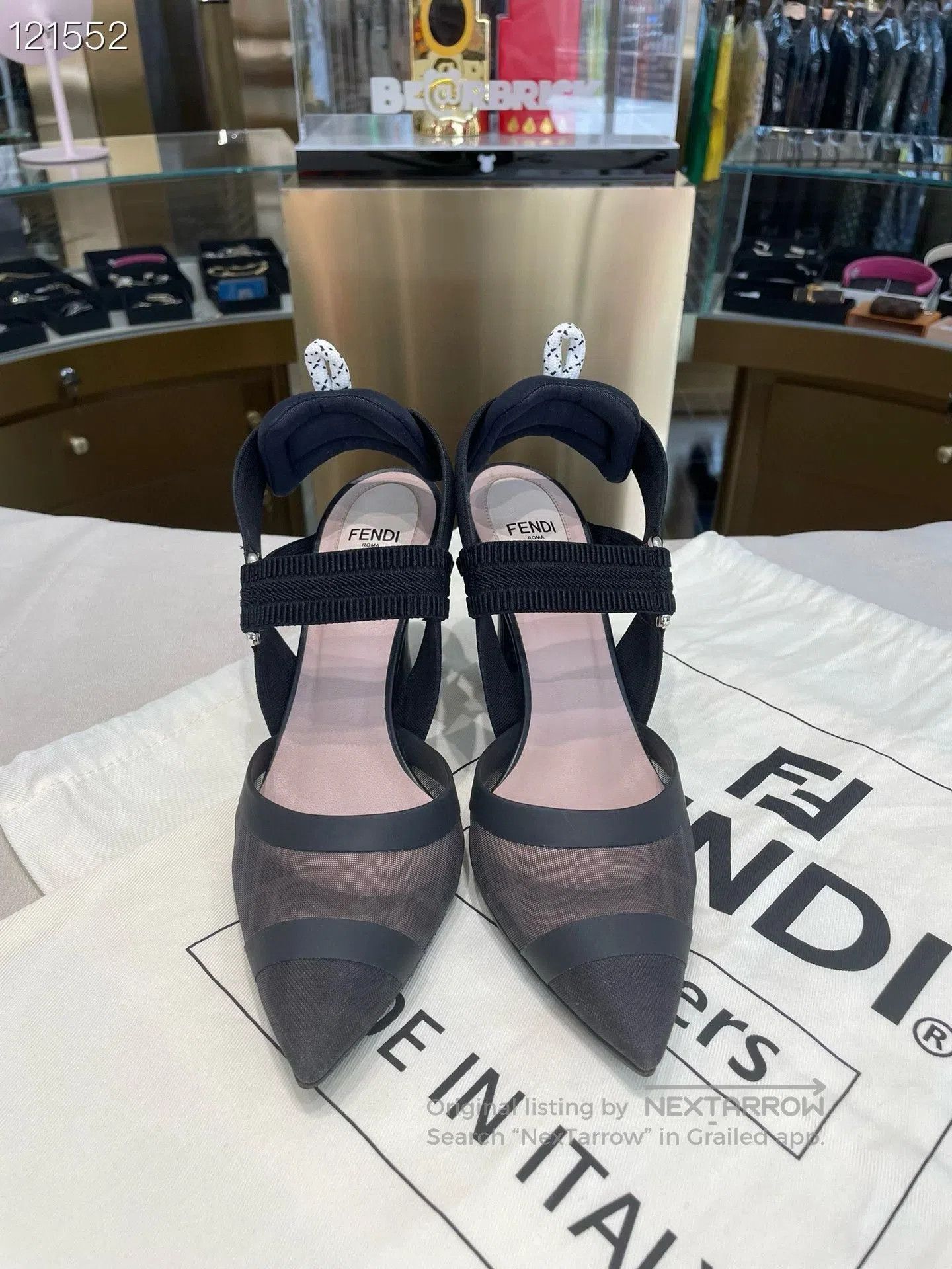 Fendi Fendi Colibrì Black Mesh Pointed Heels. Size US 6 / IT 36 - 1 Thumbnail