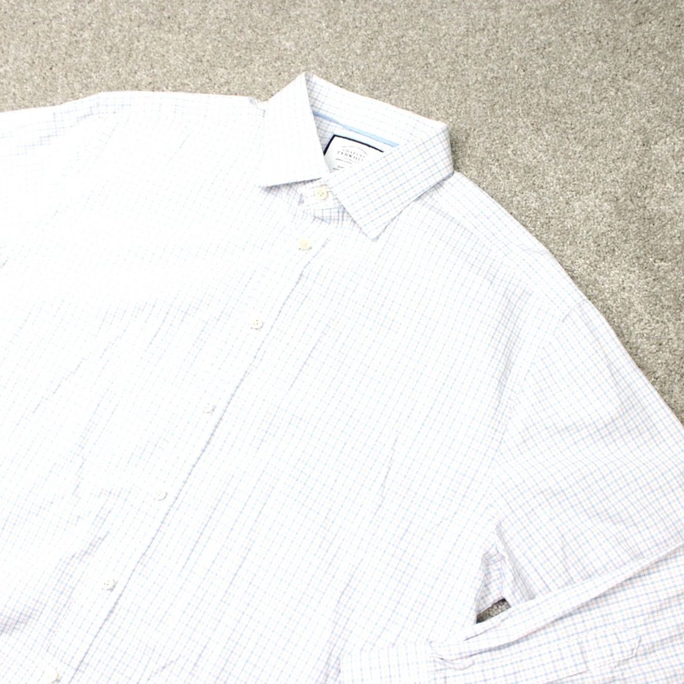 Charles Tyrwhitt Charles Tyrwhitt Shirt Mens 17 1/2 34 Blue Check Long Sleeve 100% Cotton Classic Fit Non-Iron Dress Shirt Mens Size US XXL / EU 58 / 5 - 3 Thumbnail