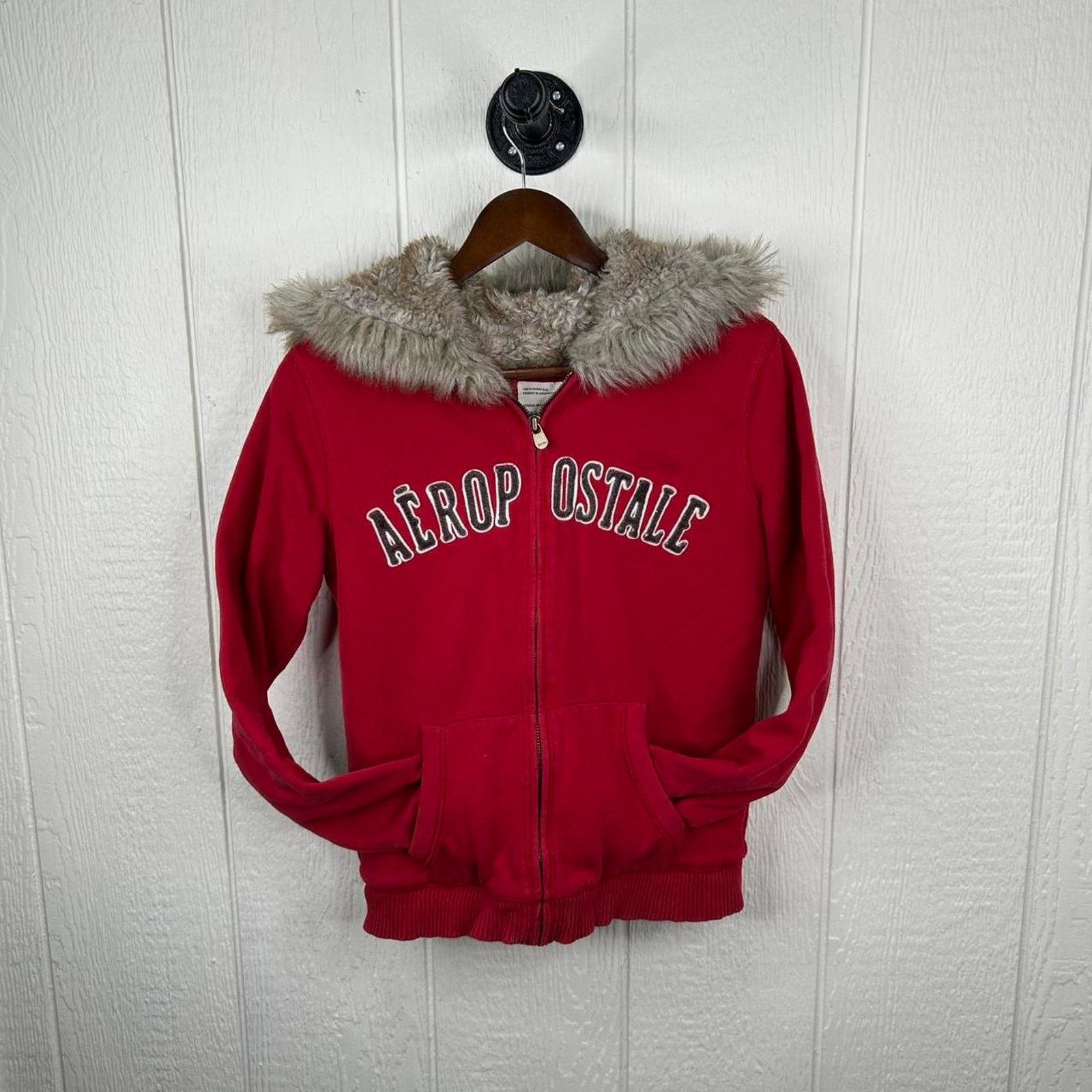 Aeropostale Vintage Y2K Fur-Lined Aeropostale Zip-Up Hooded Jacket Large Size L / US 10 / IT 46 - 2 Thumbnail