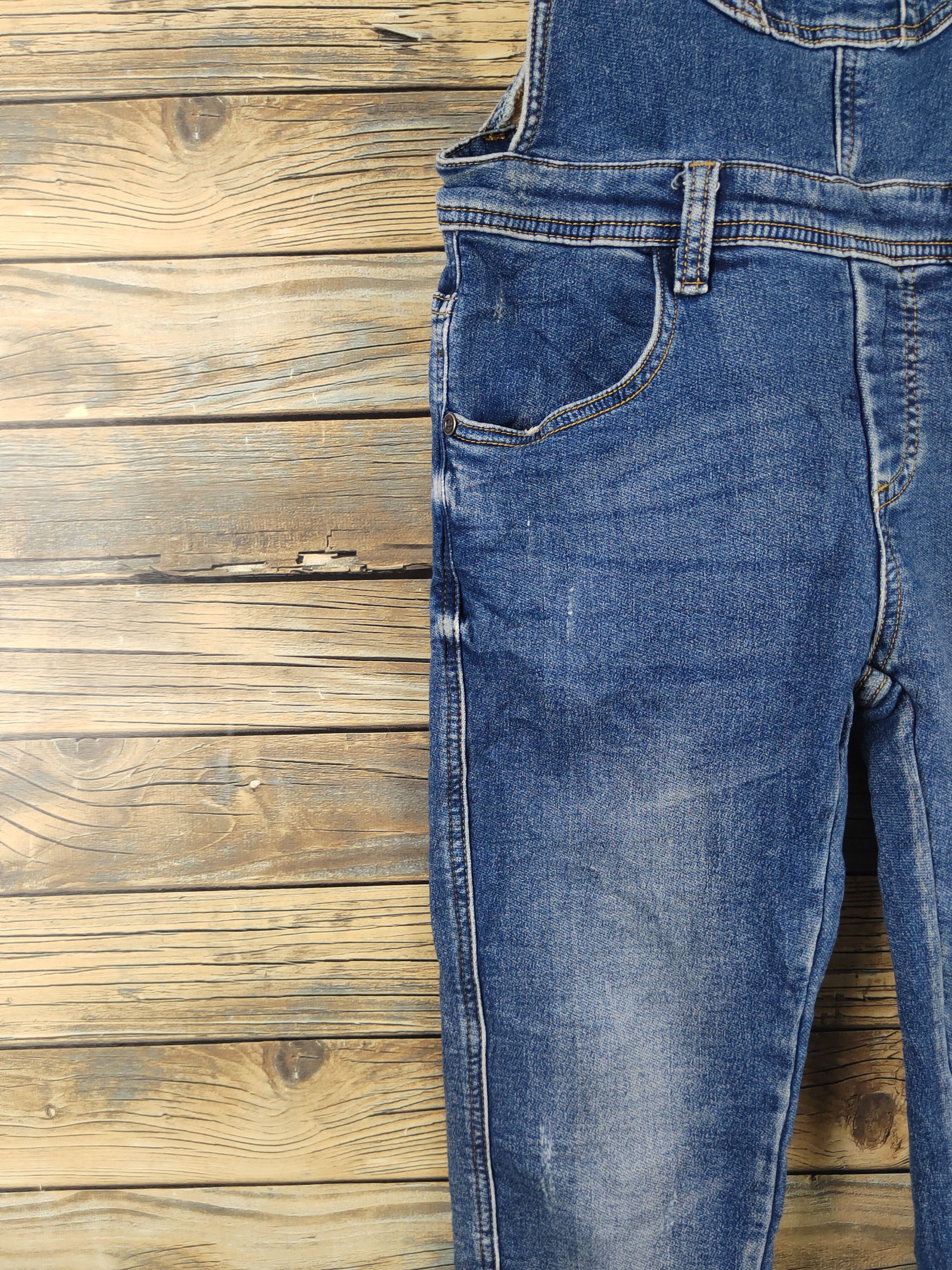 Japanese Brand × Vintage Vintage Nono Dark Blue Adjustable Strap Denim Jumpsuits Size 29" - 6 Thumbnail