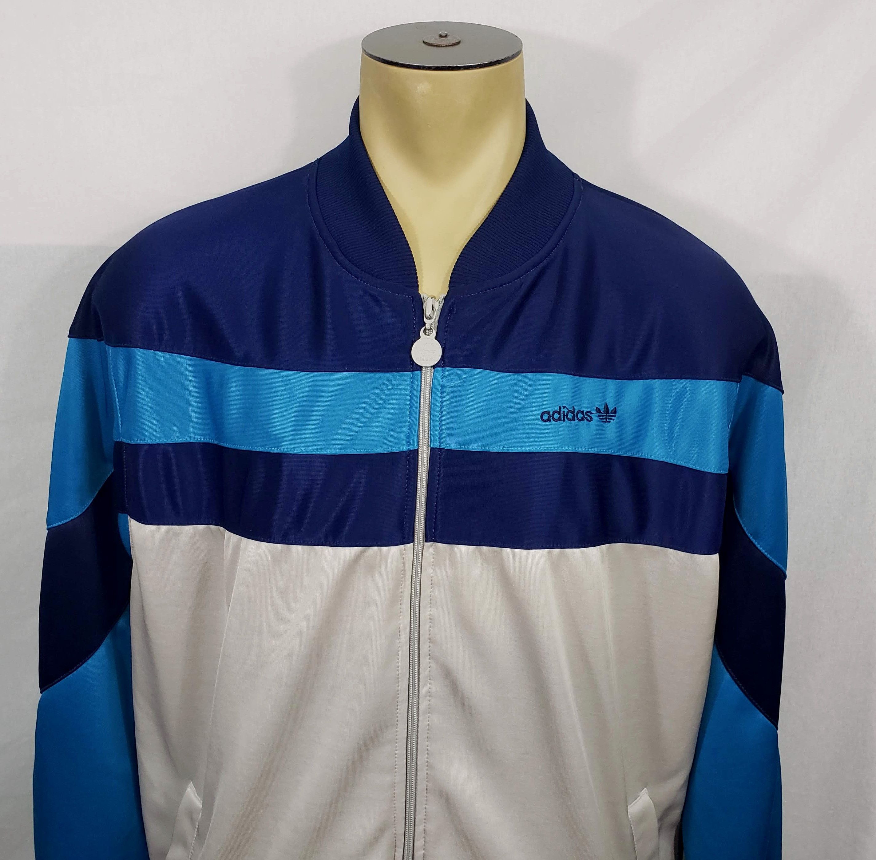 Adidas × Vintage Vtg 80s 90s Mens Adidas blue & gray zip-up track jacket XL Size US XL / EU 56 / 4 - 2 Thumbnail