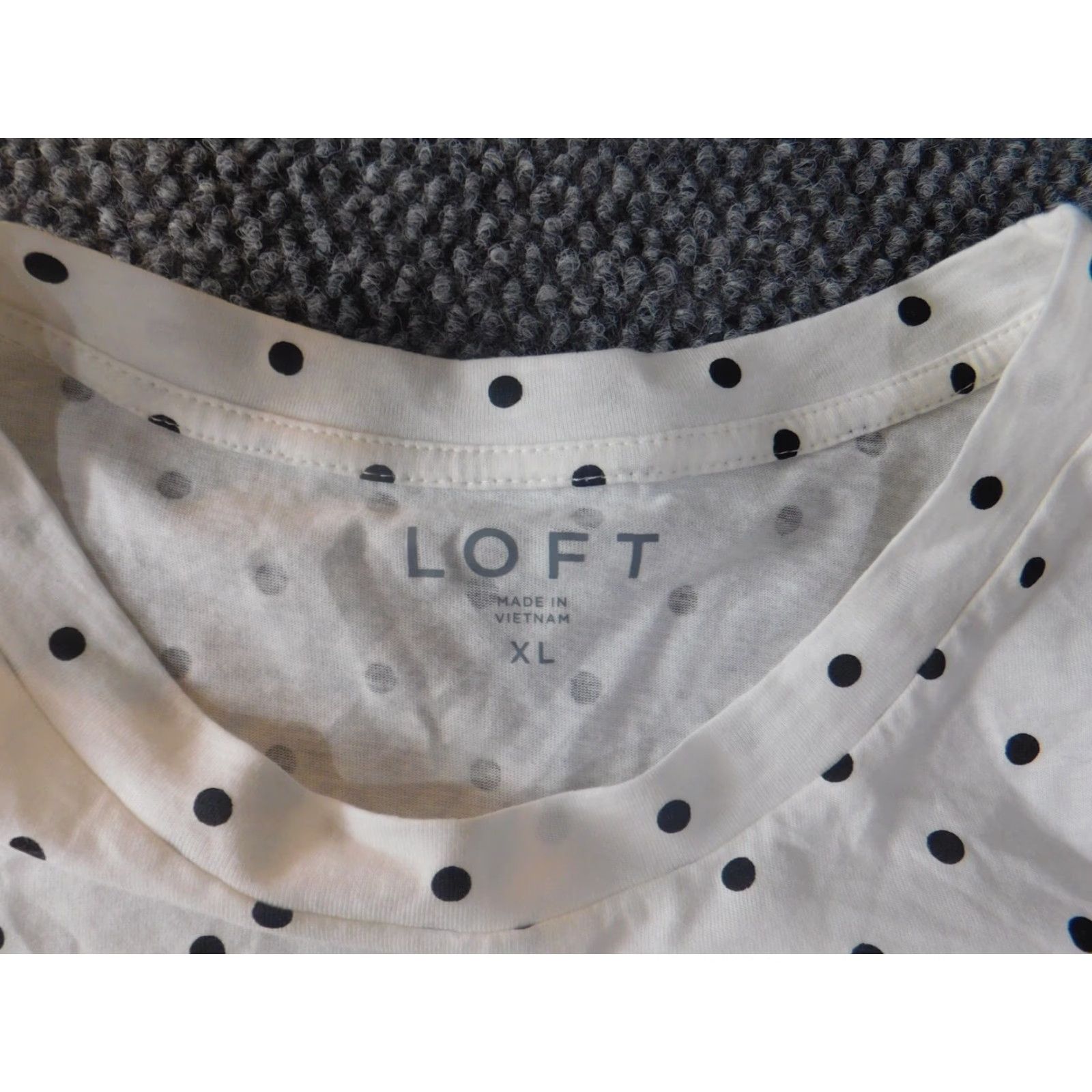 Ann Taylor Loft Ann Taylor Loft Blouse White XL V-Neck Long Sleeve Casual Shirt Womens Regular Button Pullover Cotton Down White Dot Size XL / US 12-14 / IT 48-50 - 4 Thumbnail