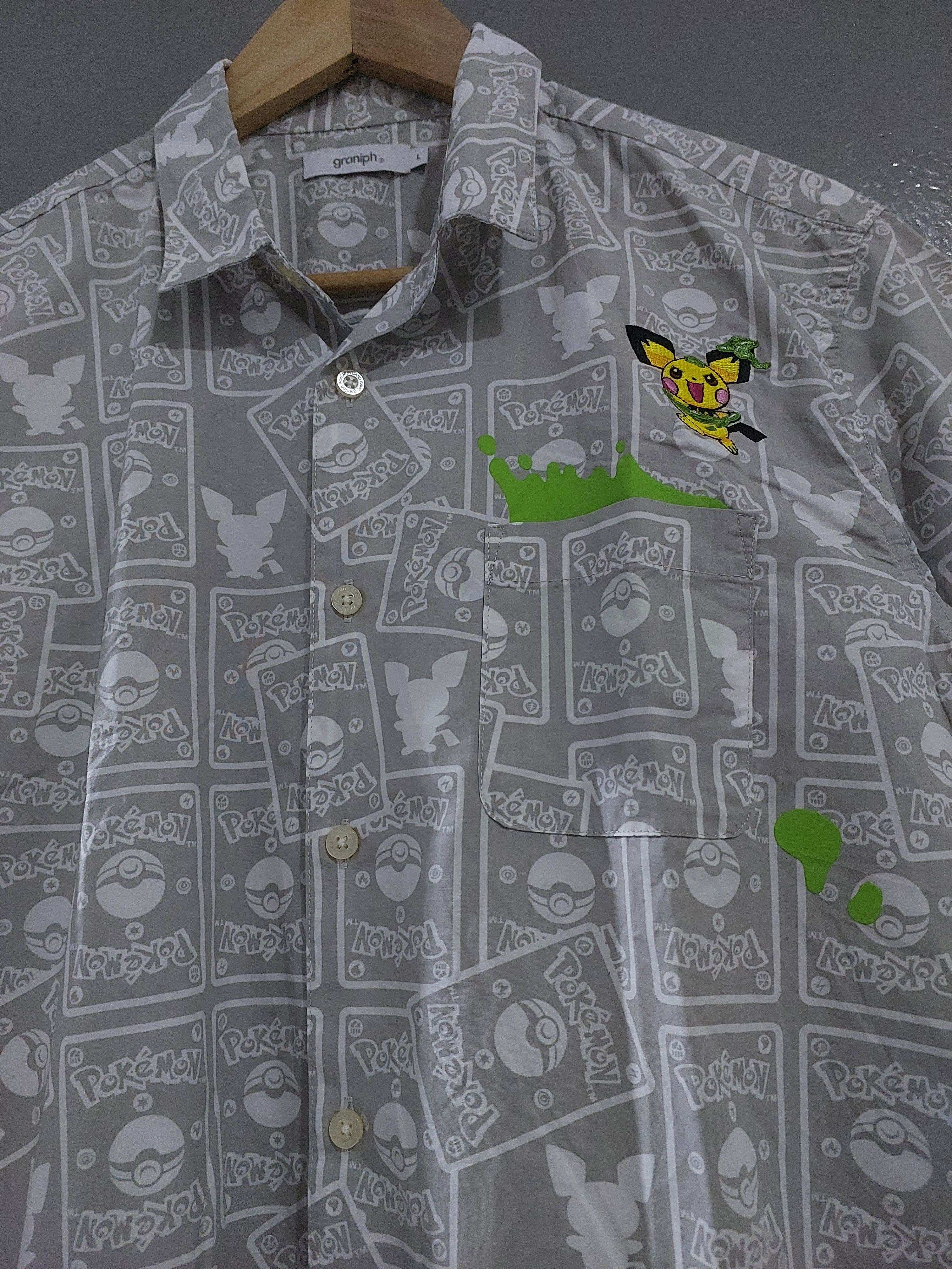 Pokemon POKEMON ANIME PICHU BUTTON UP SHIRT Size US L / EU 52-54 / 3 - 5 Thumbnail