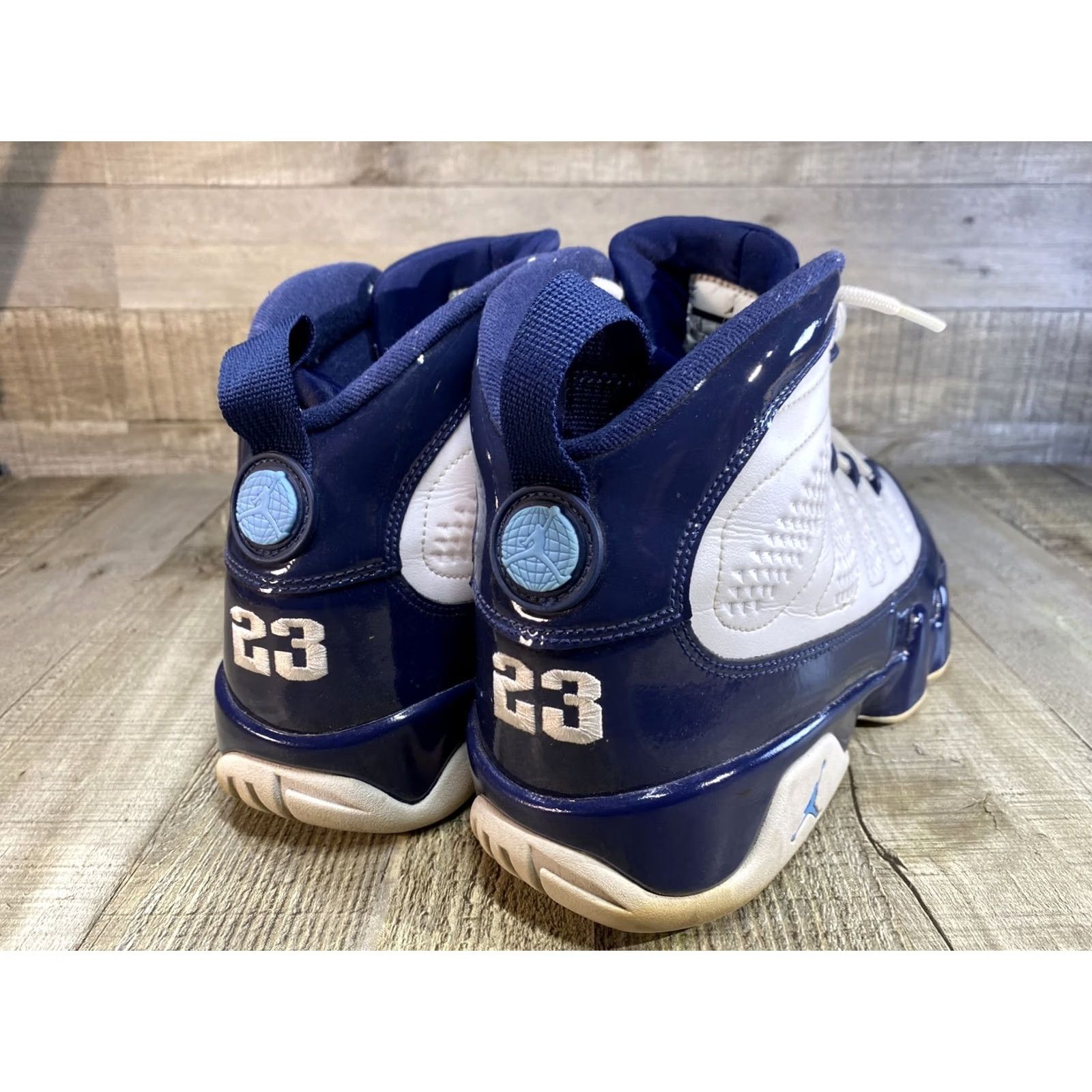Jordan Brand Air Jordan 9 Retro UNC Pearl Blue 302370-145 Men’s Sz 10 Nike Jordan Sneaker Navy Leather High Top Retro University 2019 Mens Shoes Size US 9 / EU 42 - 6 Thumbnail