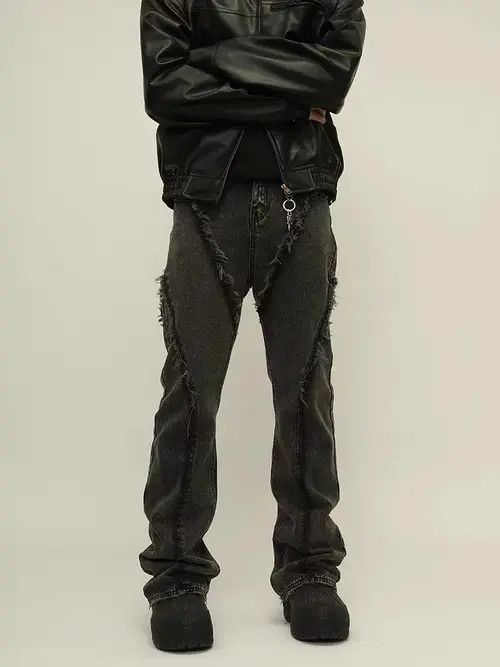 VIBE Retro distressed patchwork raw edge bootcut jeans Size US 32 / EU 48 - 4 Thumbnail