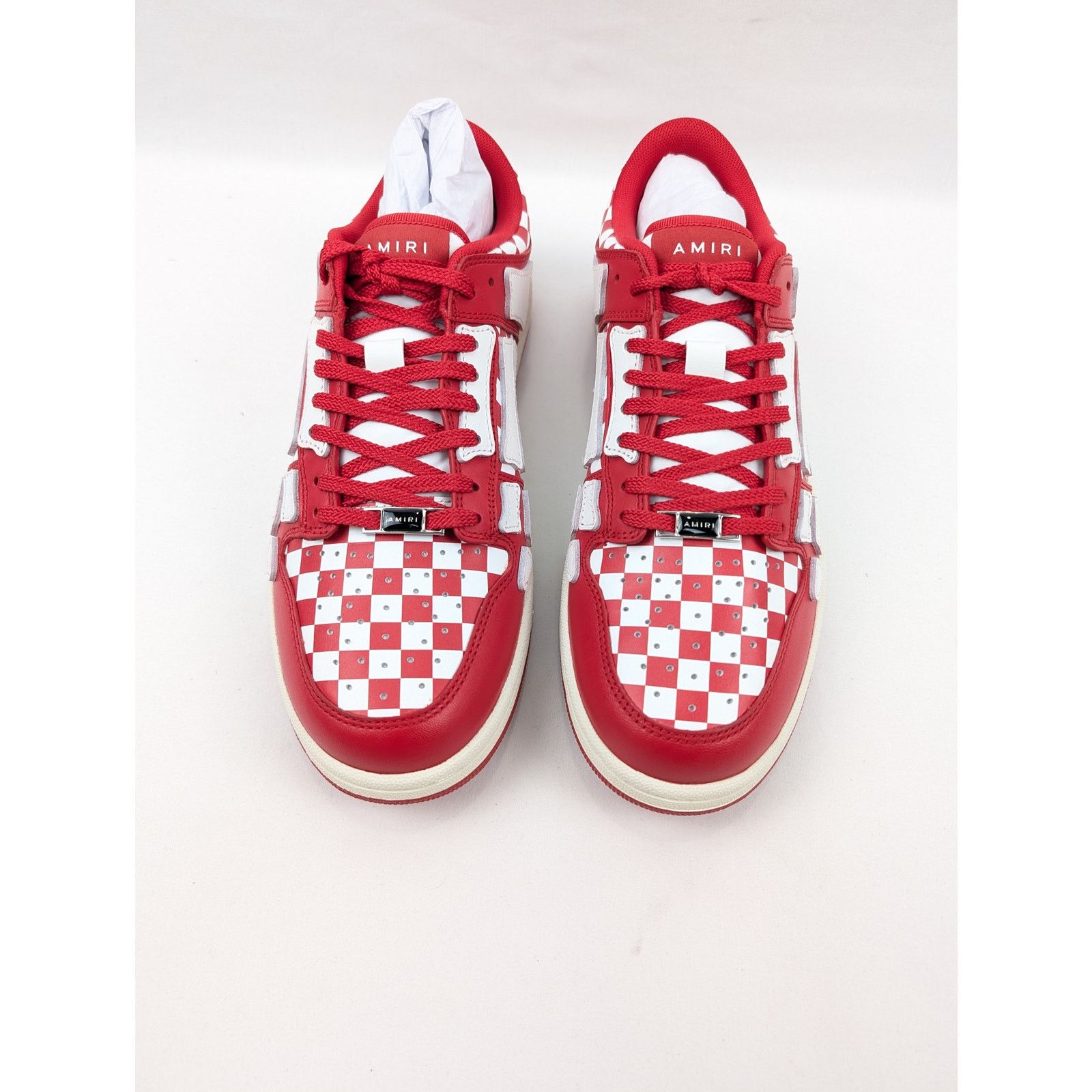 Amiri o1rshd1 Checked Skeleton Low Top Sneakers in Red/White Size US 10 / EU 43 - 13 Thumbnail