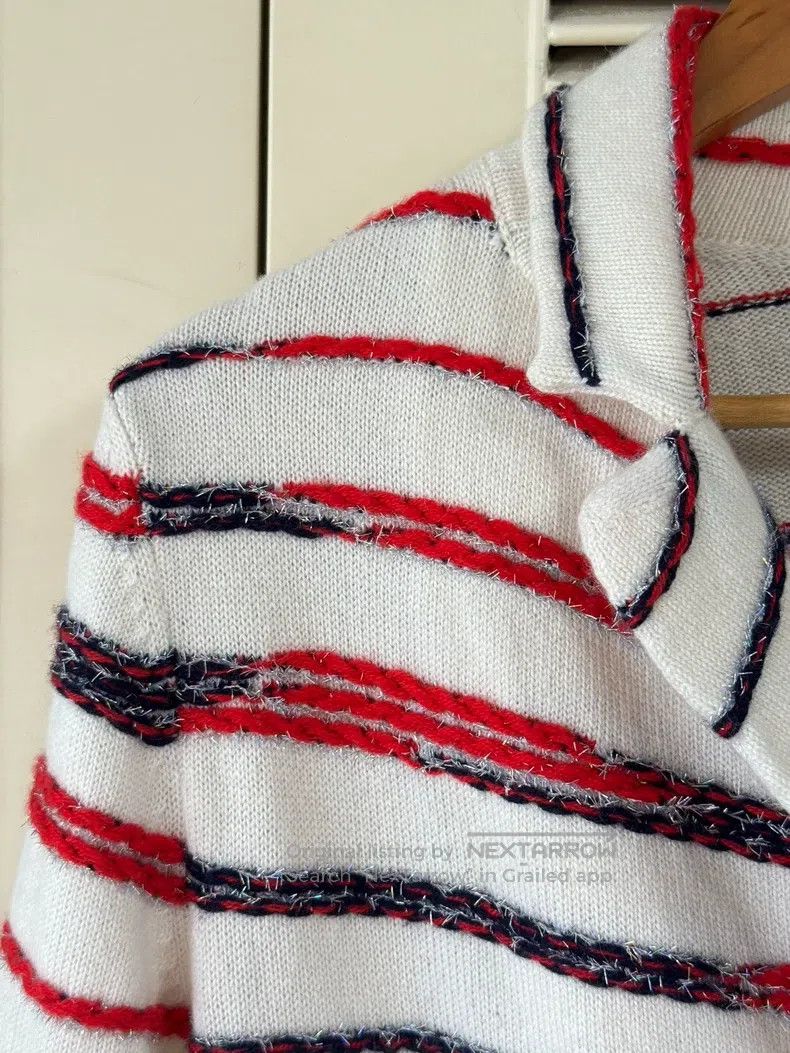 Chanel Chanel Red and white striped knitted coat Size XXS / US 00 / IT 34 - 4 Thumbnail