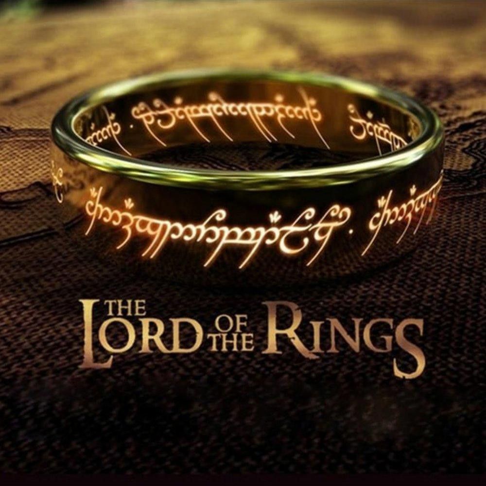 Designer Hobbit Lord of the Rings Black Engraving Ring - Size 7 Size ONE SIZE - 9 Thumbnail