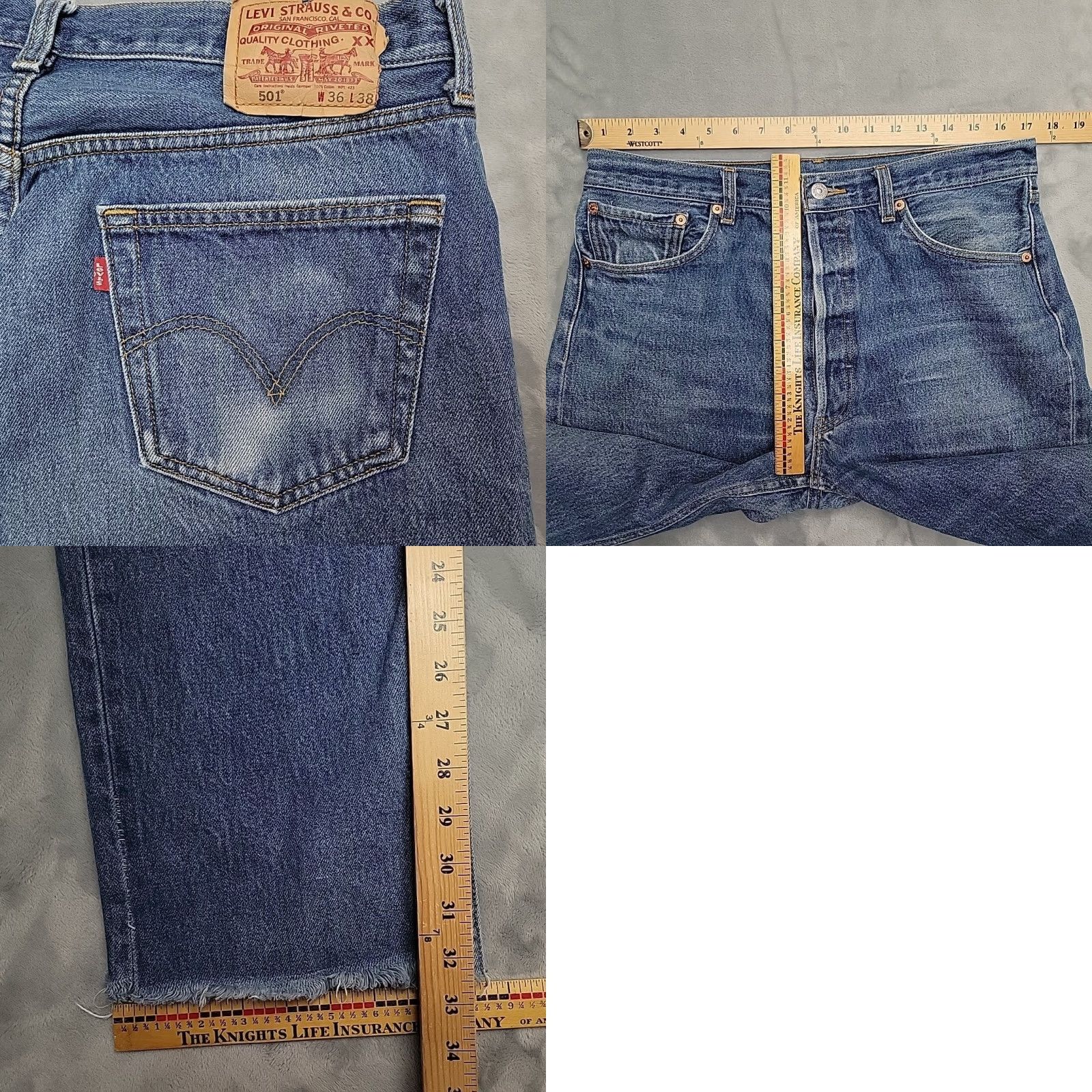Denime VINTAGE Levis Jeans 501 Mens 34 Regular Blue Denim Straight Leg Button Fly Pants 90s USA Classic Mens Size US 34 / EU 50 - 9 Thumbnail
