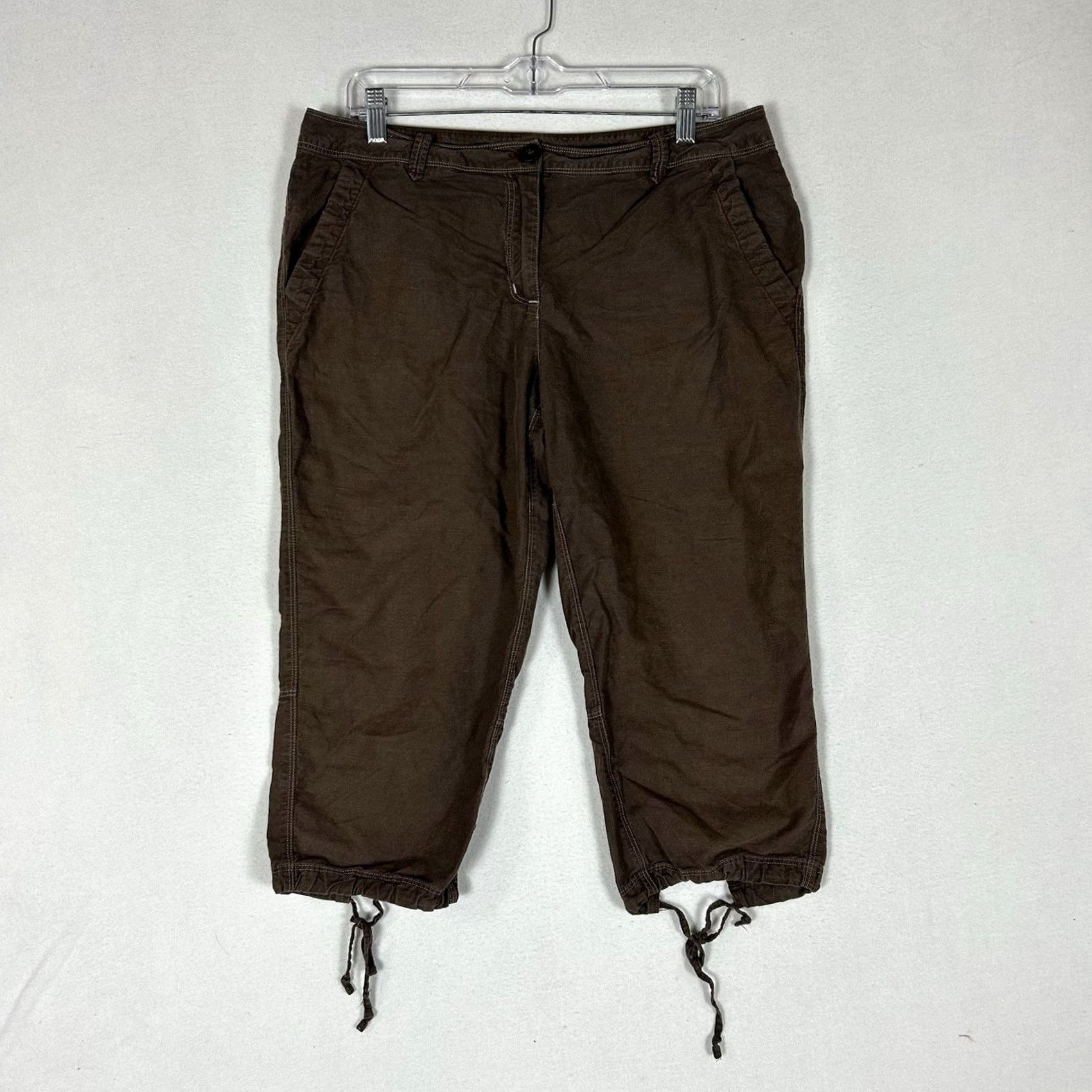 Marmot Marmot Capri Pants Women's 10 Hemp & Organic Cotton Fabric Draw String Hem Brown0 Size 32" / US 10 / IT 46 - 2 Thumbnail