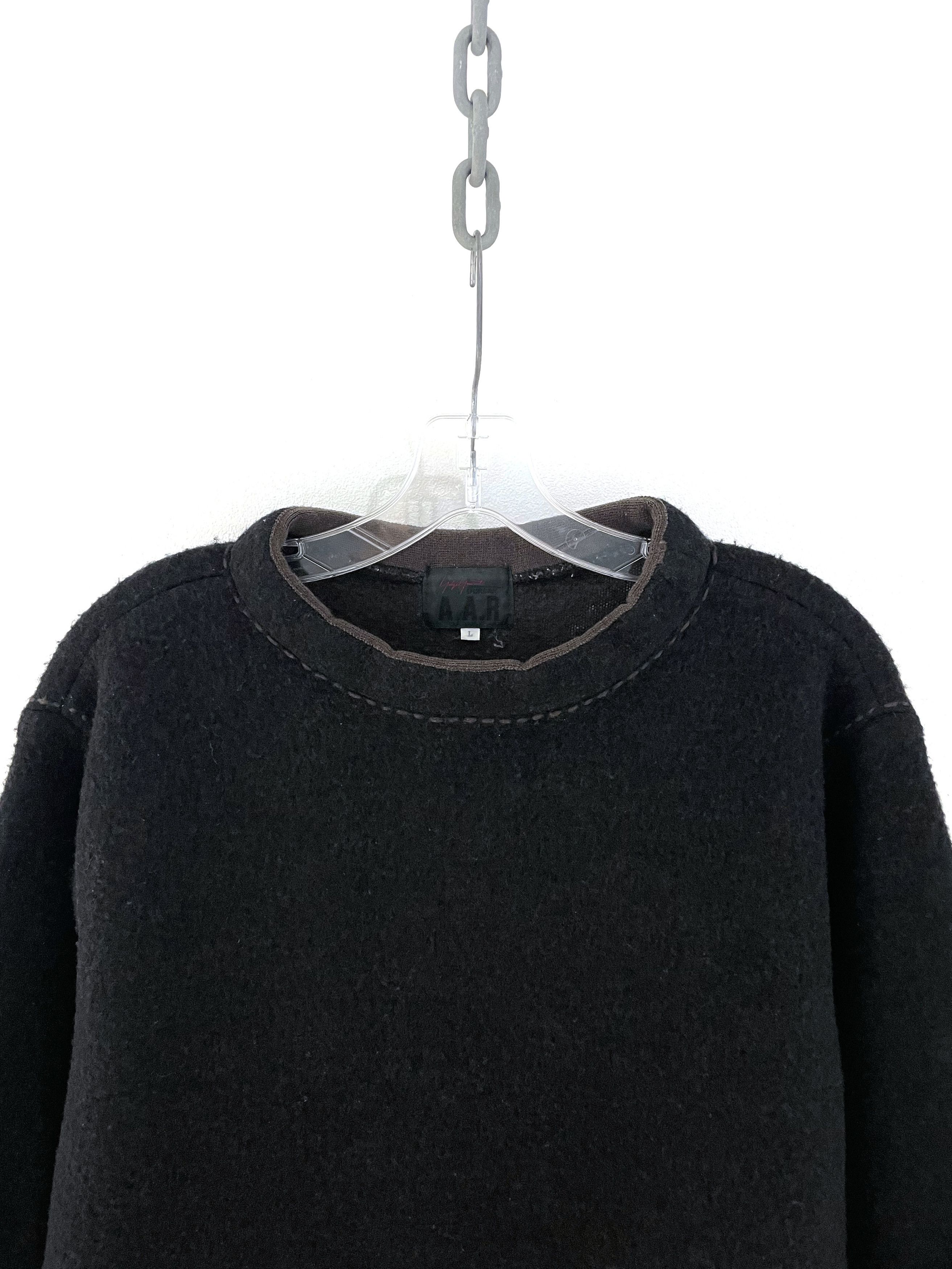 Yohji Yamamoto AAR Contrast Stitch Wool Sweater Size US L / EU 52-54 / 3 - 4 Thumbnail