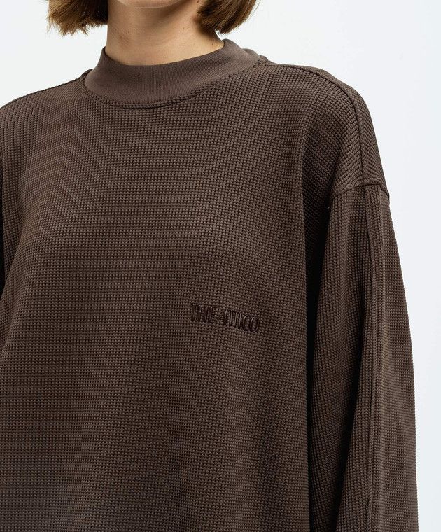 The Attico o1s22i1n1024 Waffle Long Sleeve T-Shirt in Dark Brown Size S / US 4 / IT 40 - 5 Thumbnail