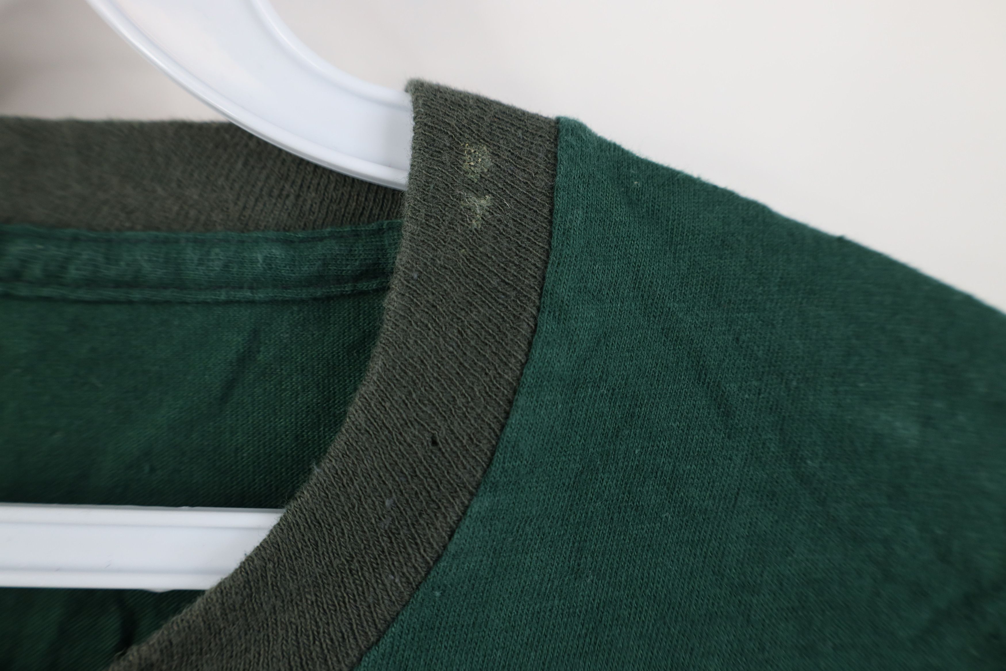 Vintage Vintage 70s Streetwear Blank Ringer T-Shirt Green Cotton USA Size US L / EU 52-54 / 3 - 5 Thumbnail